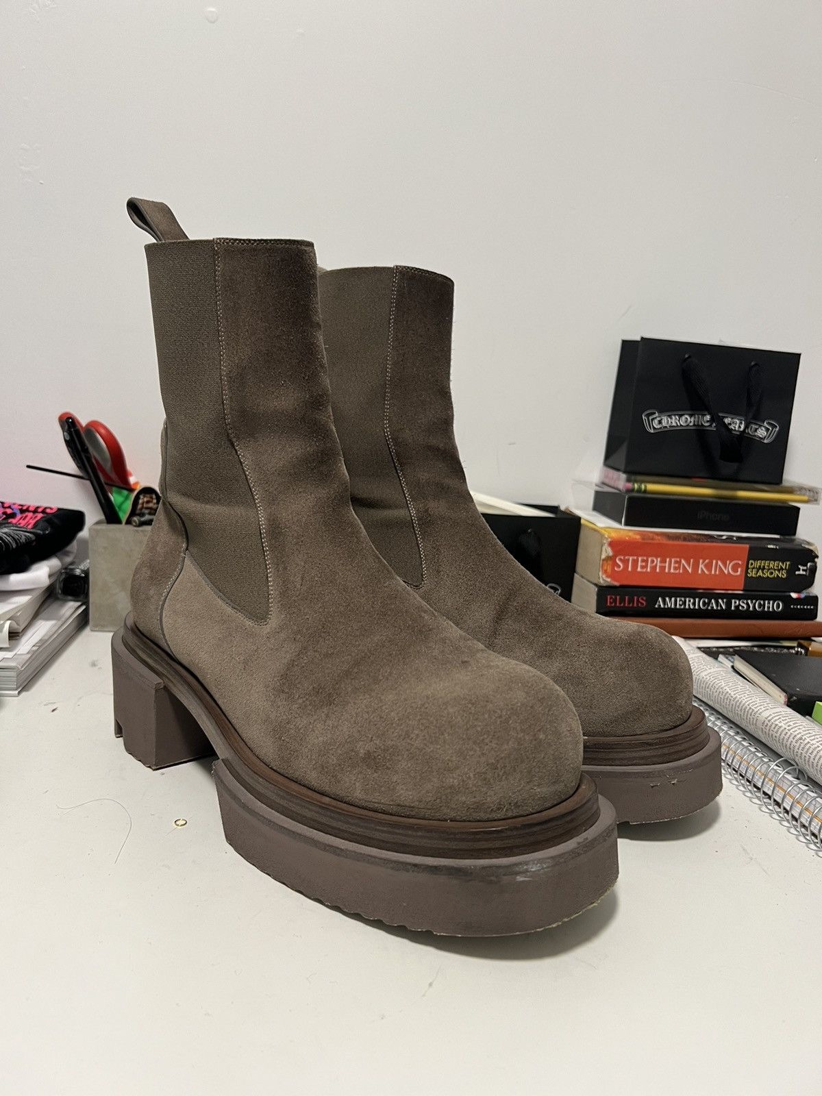 rick owens beatle bogun 43 Rick Owens Blue Suede Beatle Bogun