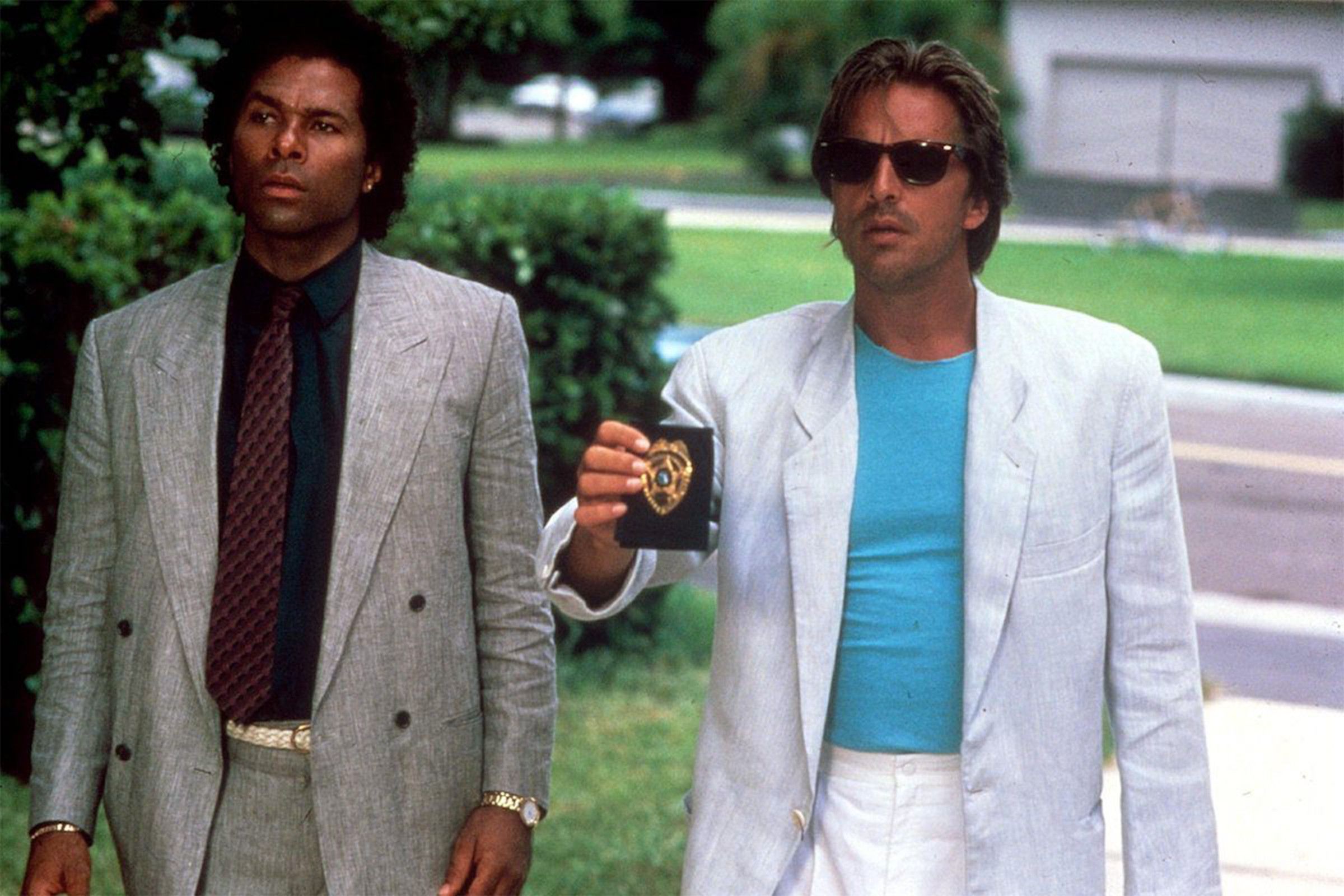Don Johnson and Phillip Michael Thomas in "Miami Vice"