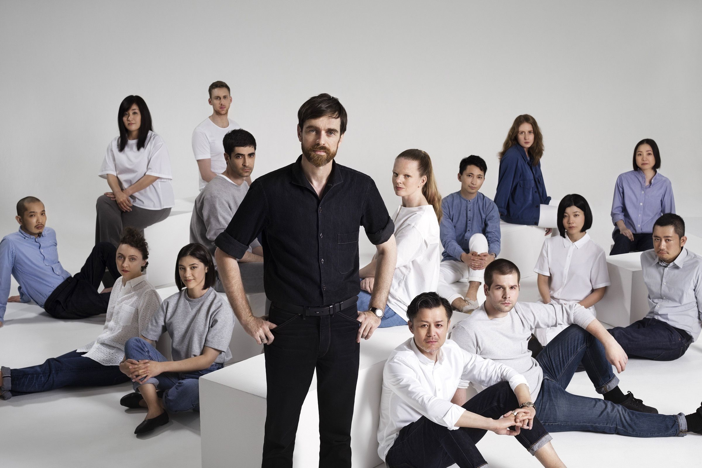Christophe Lemaire (center), current Artistic Director of Uniqlo Paris R&D Center and Uniqlo U line