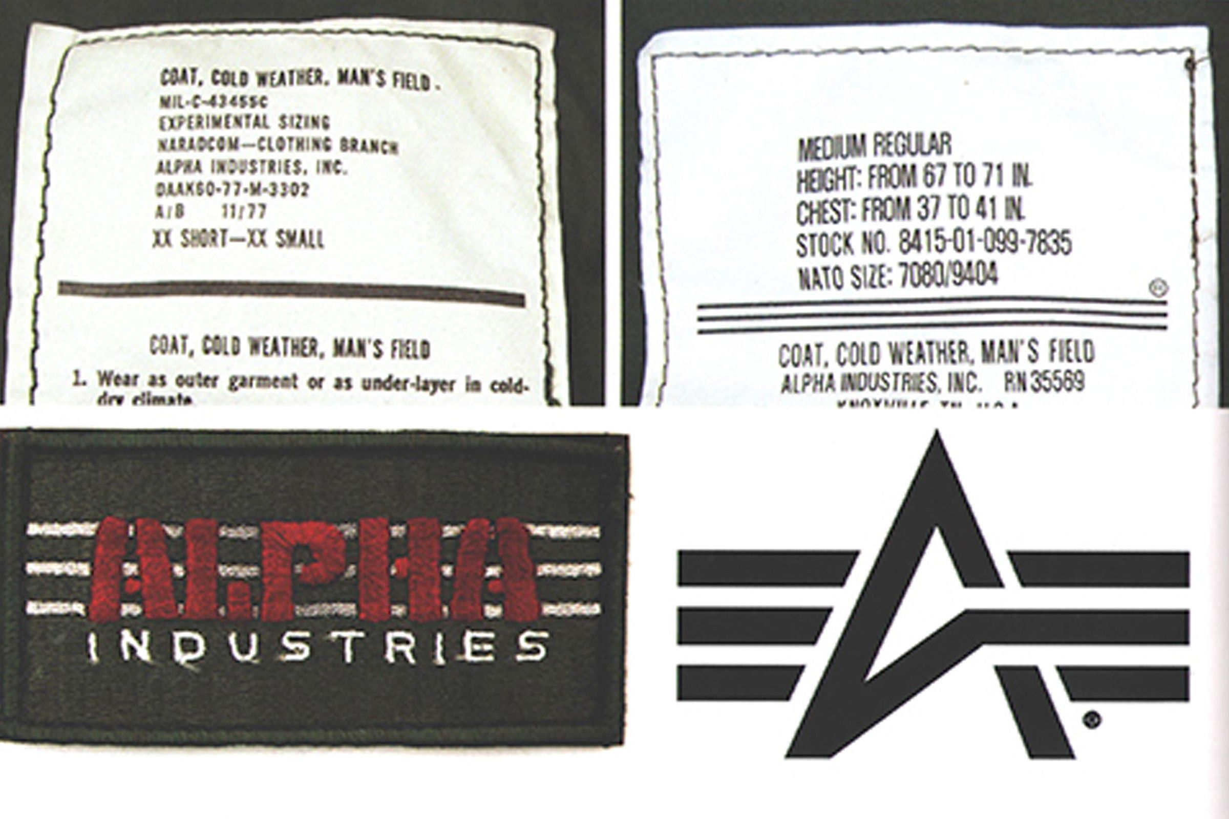 Alpha Industries' "Flying A" logo (right)