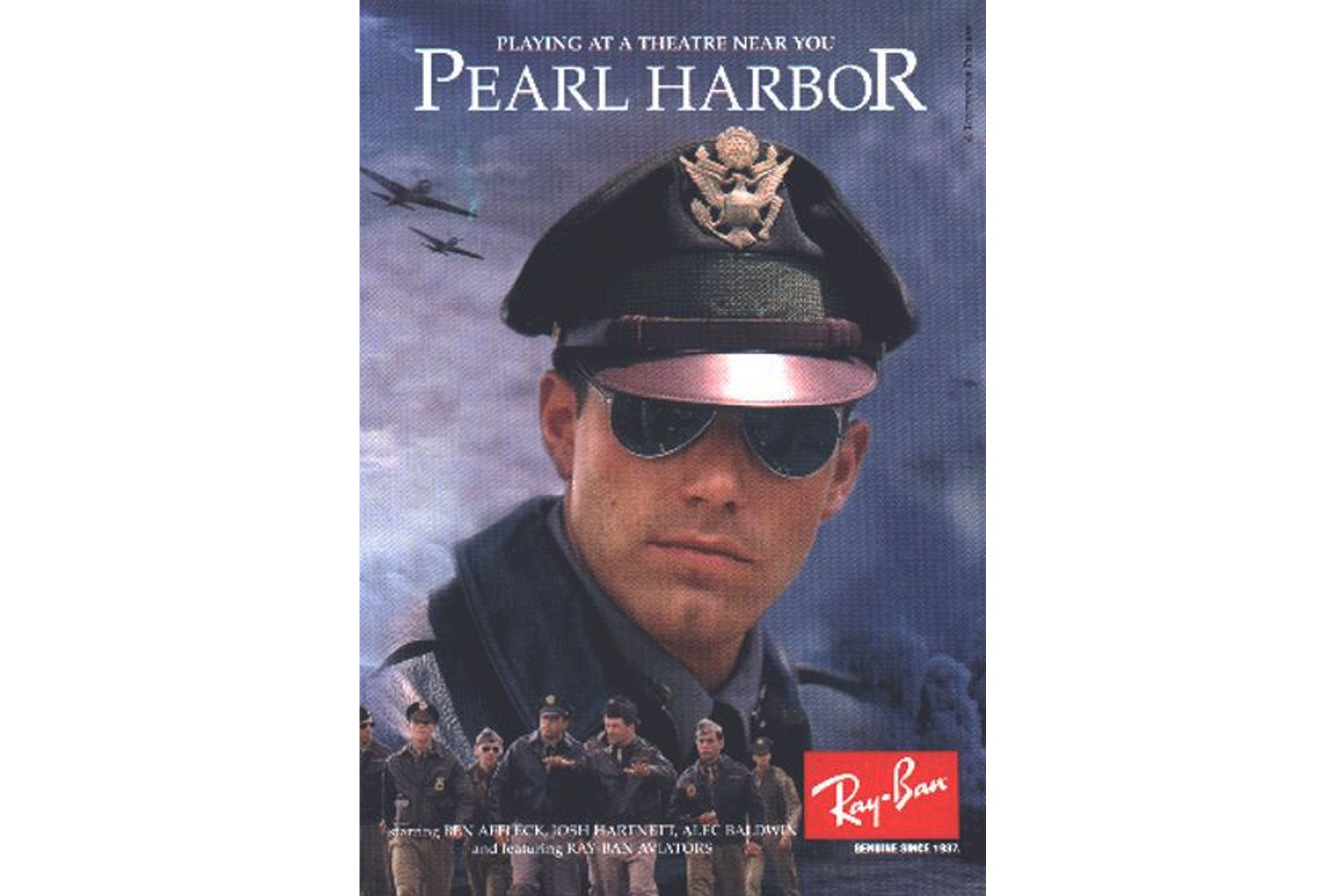 A cross-promotional "Pearl Harbor"-themed Ray-Ban ad featuring Ben Affleck