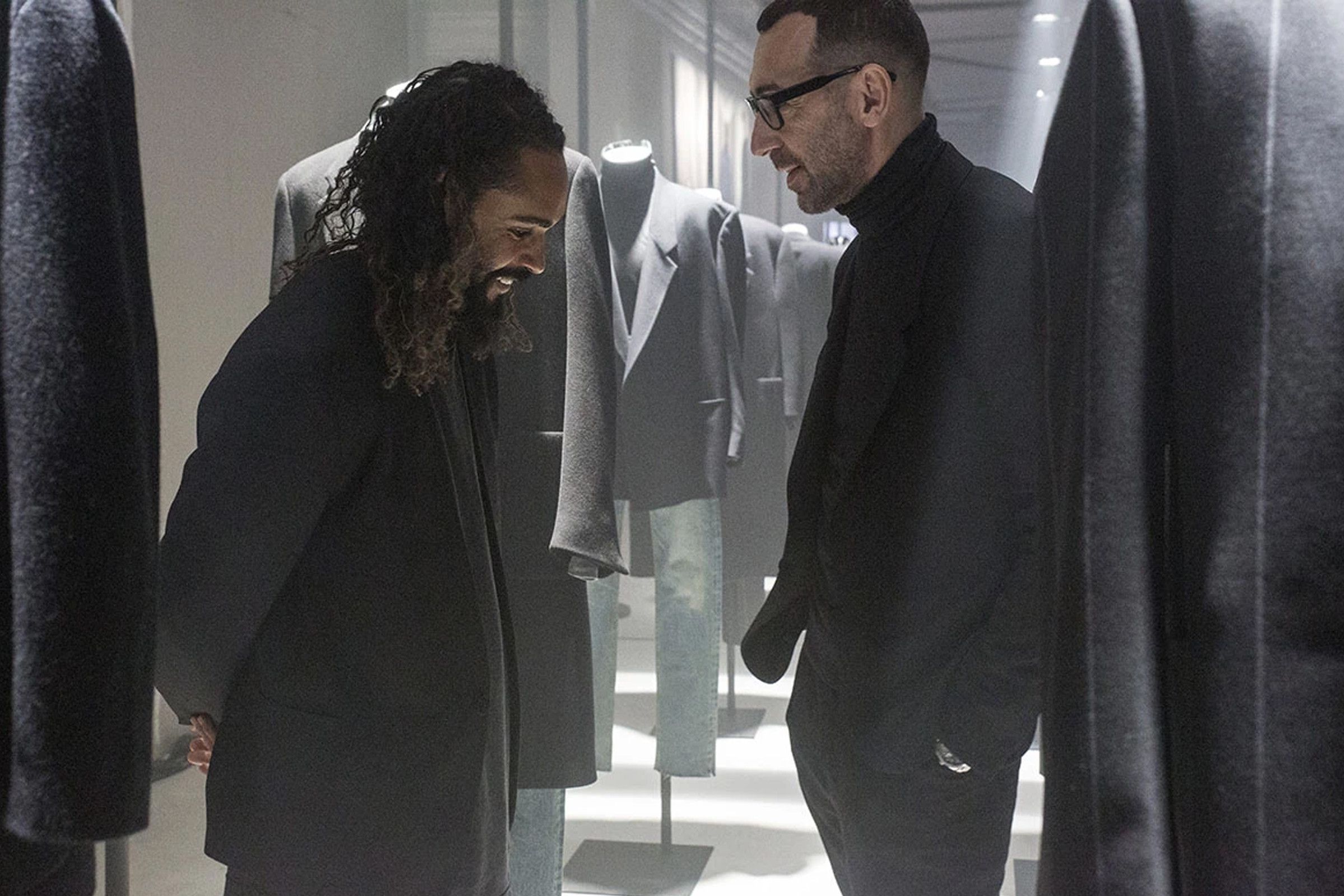 Jerry Lorenzo (left) and Ermenegildo Zegna's Alessandro Sartori together in celebration of their two brands' collaboration. (Image courtesy of Highsnobiety)