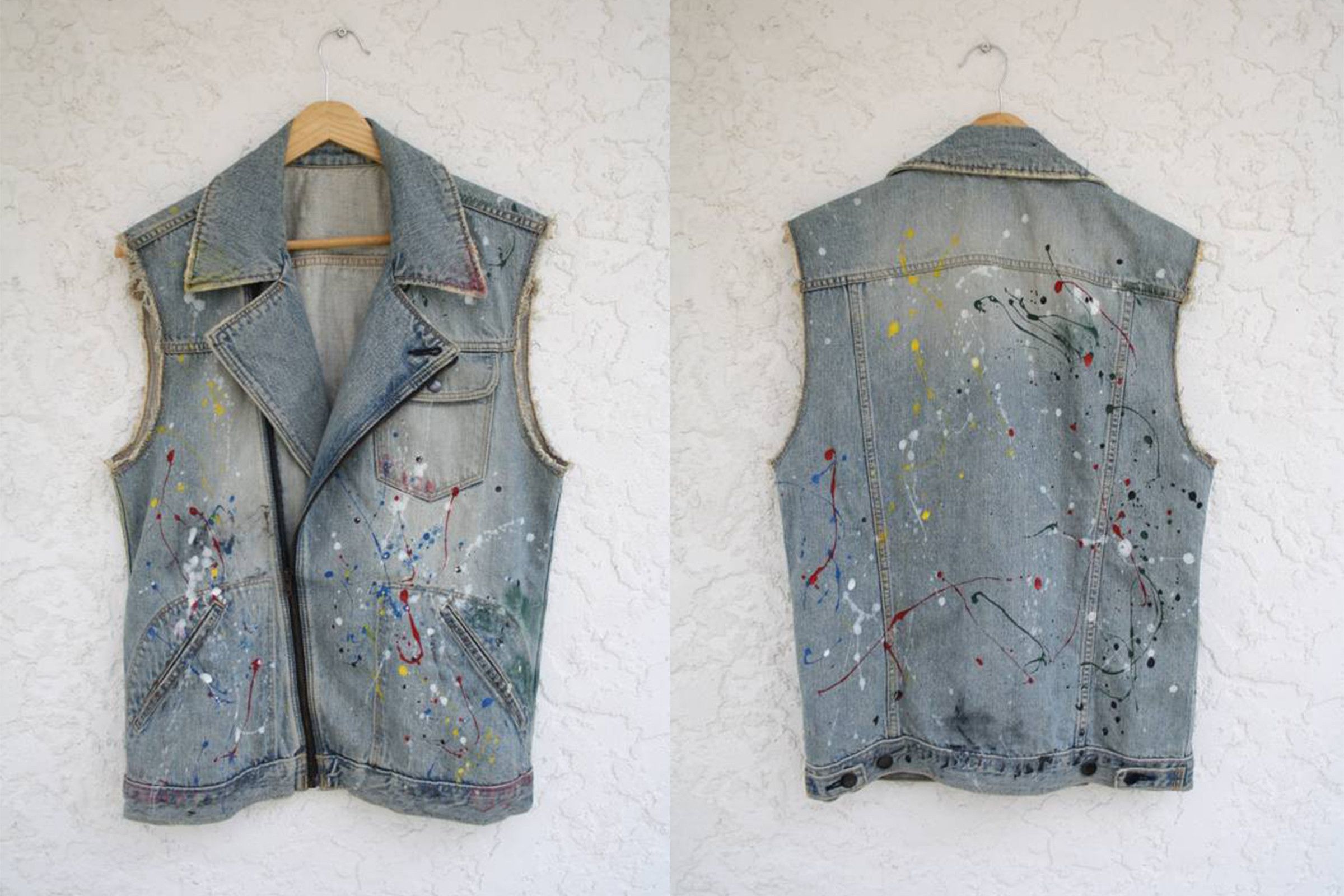 Number (N)ine Paint Splatter Denim Sleeveless Perfecto