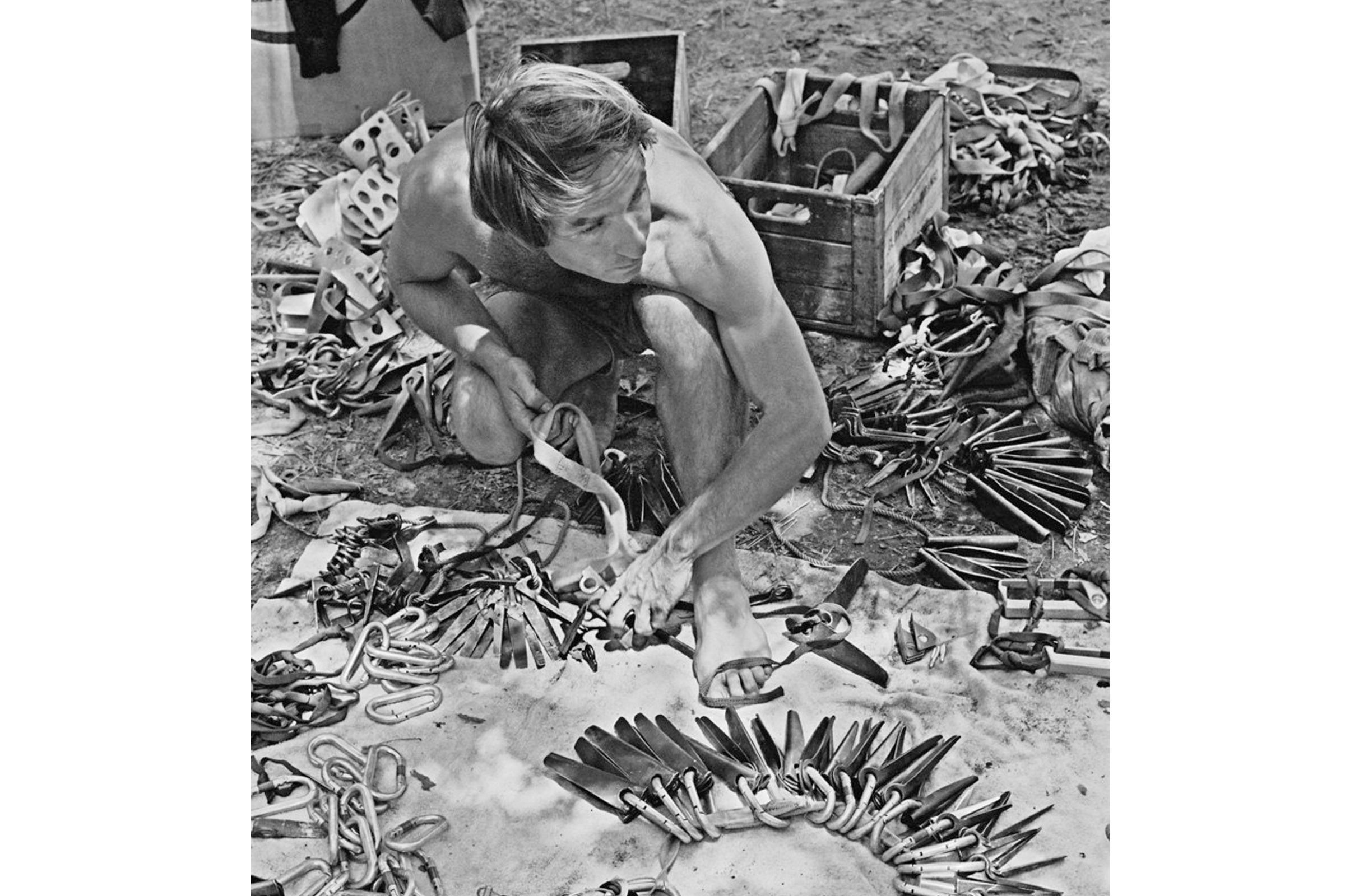 Patagonia founder Yvon Chouinard with his self-made climbing gear