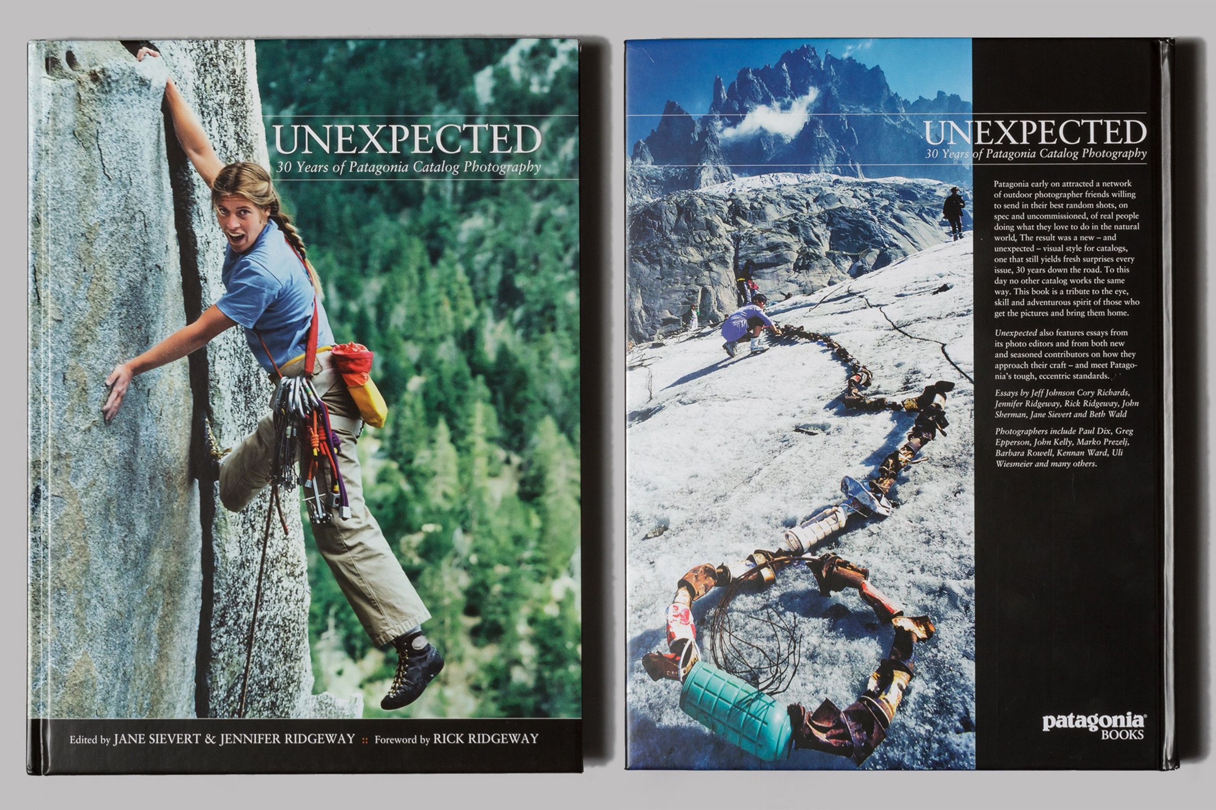 Front and back cover of "Unexpected: 30 Years of Patagonia Catalog Photography"