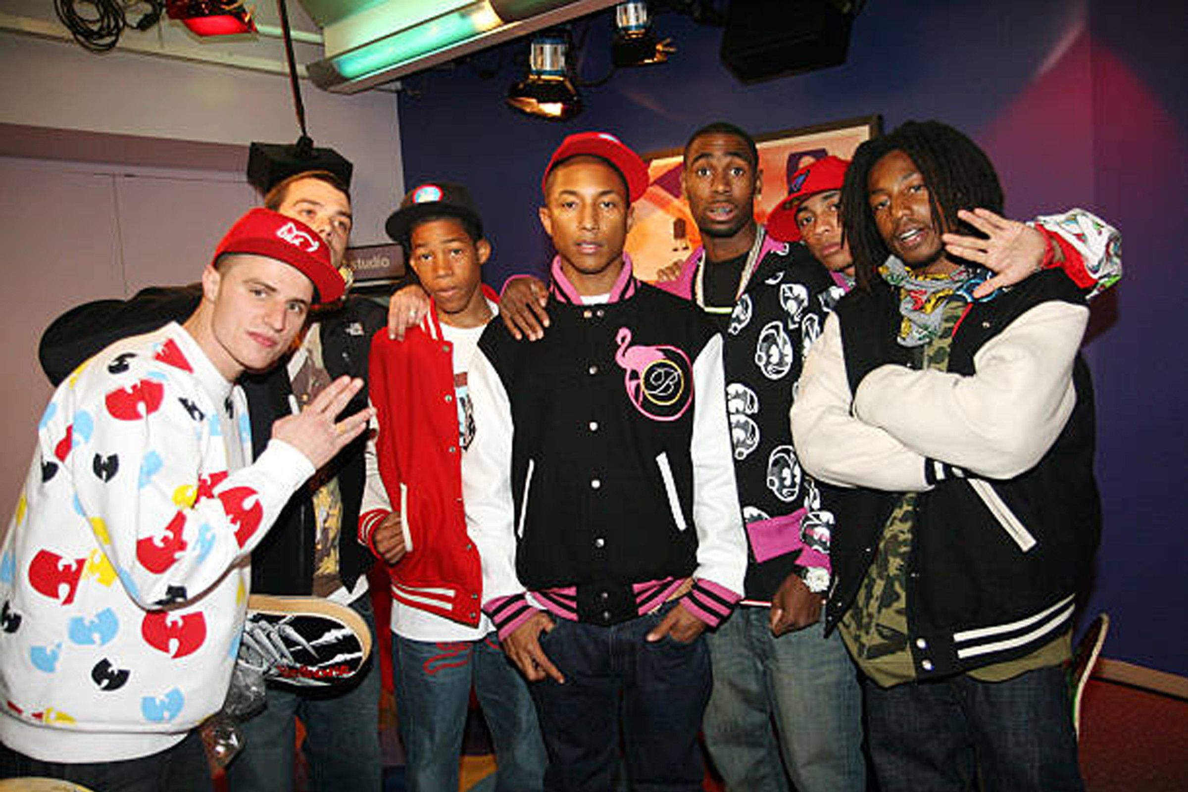 Pharrell with the Ice Cream Skate Team backstage at MTV's "Sucker Free" on November 21, 2006