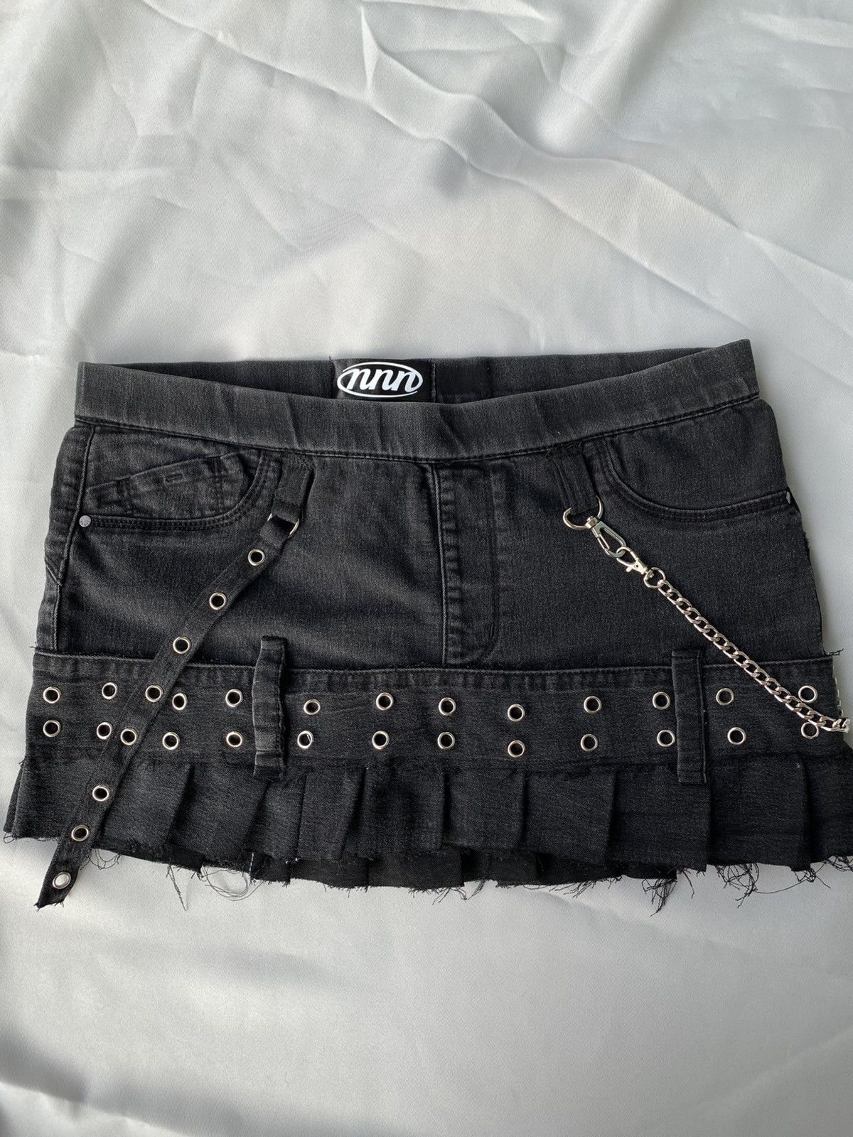 Other × Vintage Custom soft denim skirt, punk style, black, size 8 Size 30" / US 8 / IT 44 - 1 Thumbnail