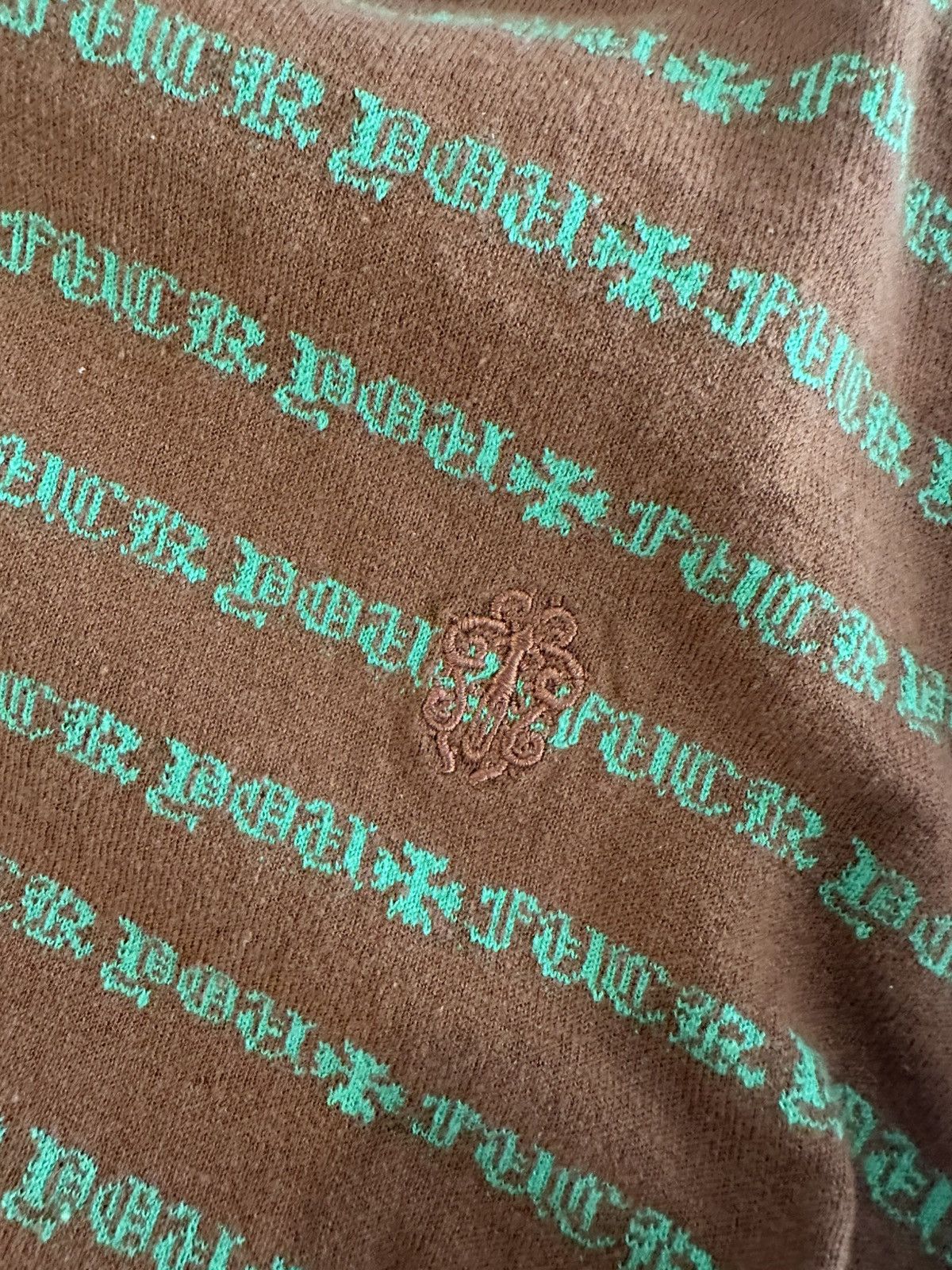 Chrome Hearts F*CK YOU STRIPE LOGO TEE "BROWN/GREEN" Size US XS / EU 42 / 0 - 7 Thumbnail
