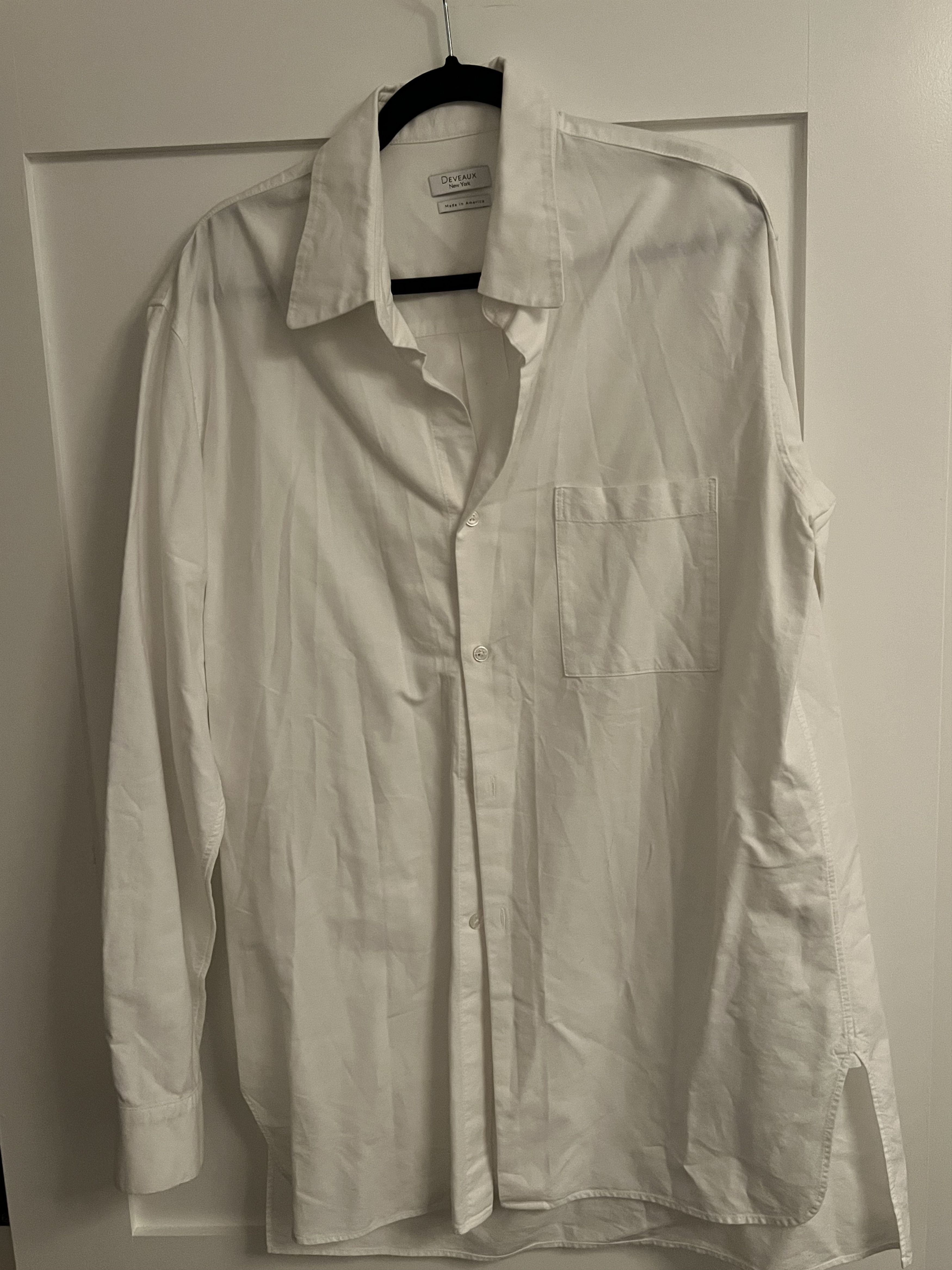 image of Deveaux White Cotton Button Up, Men's (Size Large)