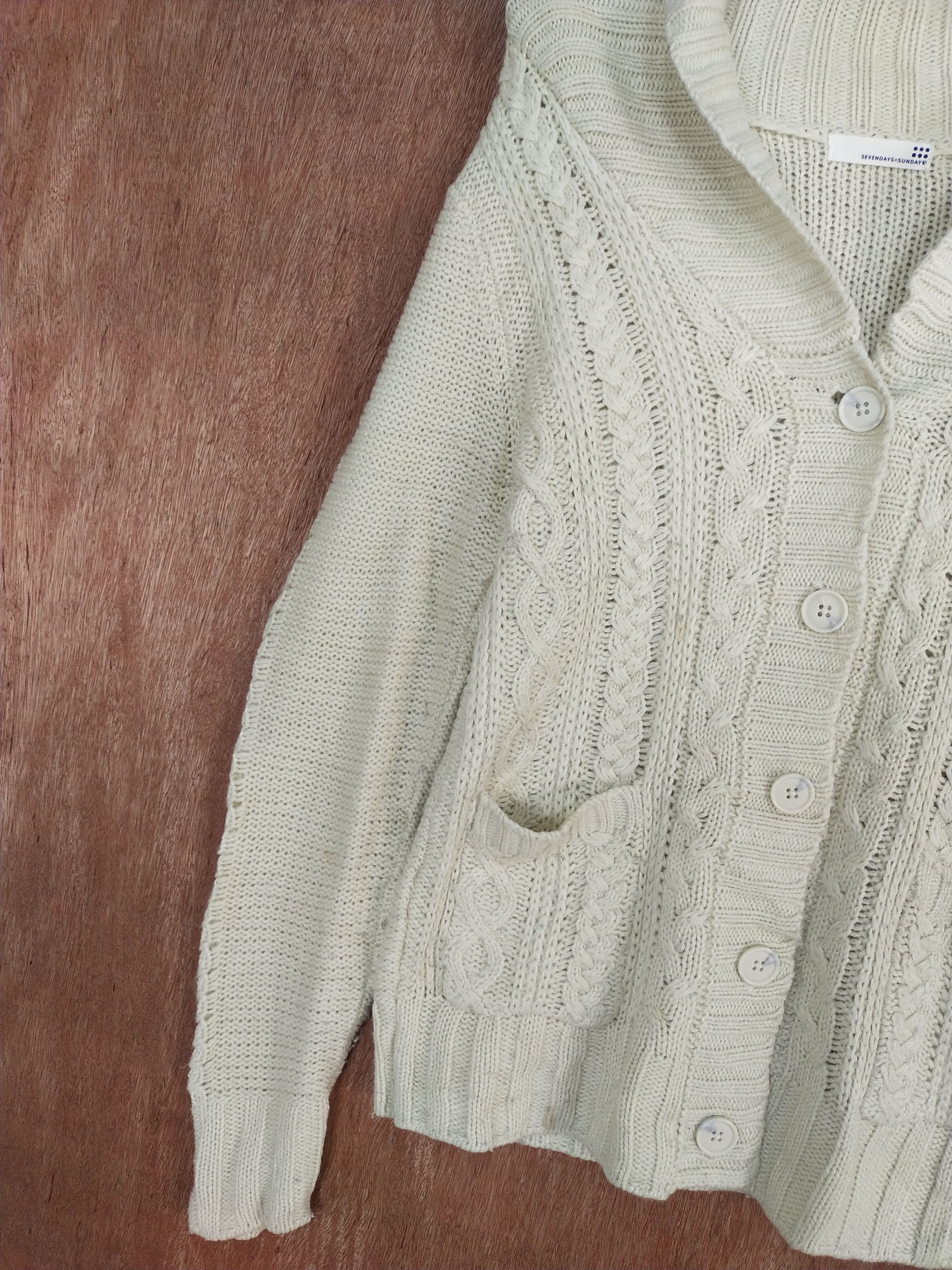Homespun Knitwear Sevendays=Sunday cream cardigan cable knitwear #H197 Size US S / EU 44-46 / 1 - 4 Thumbnail