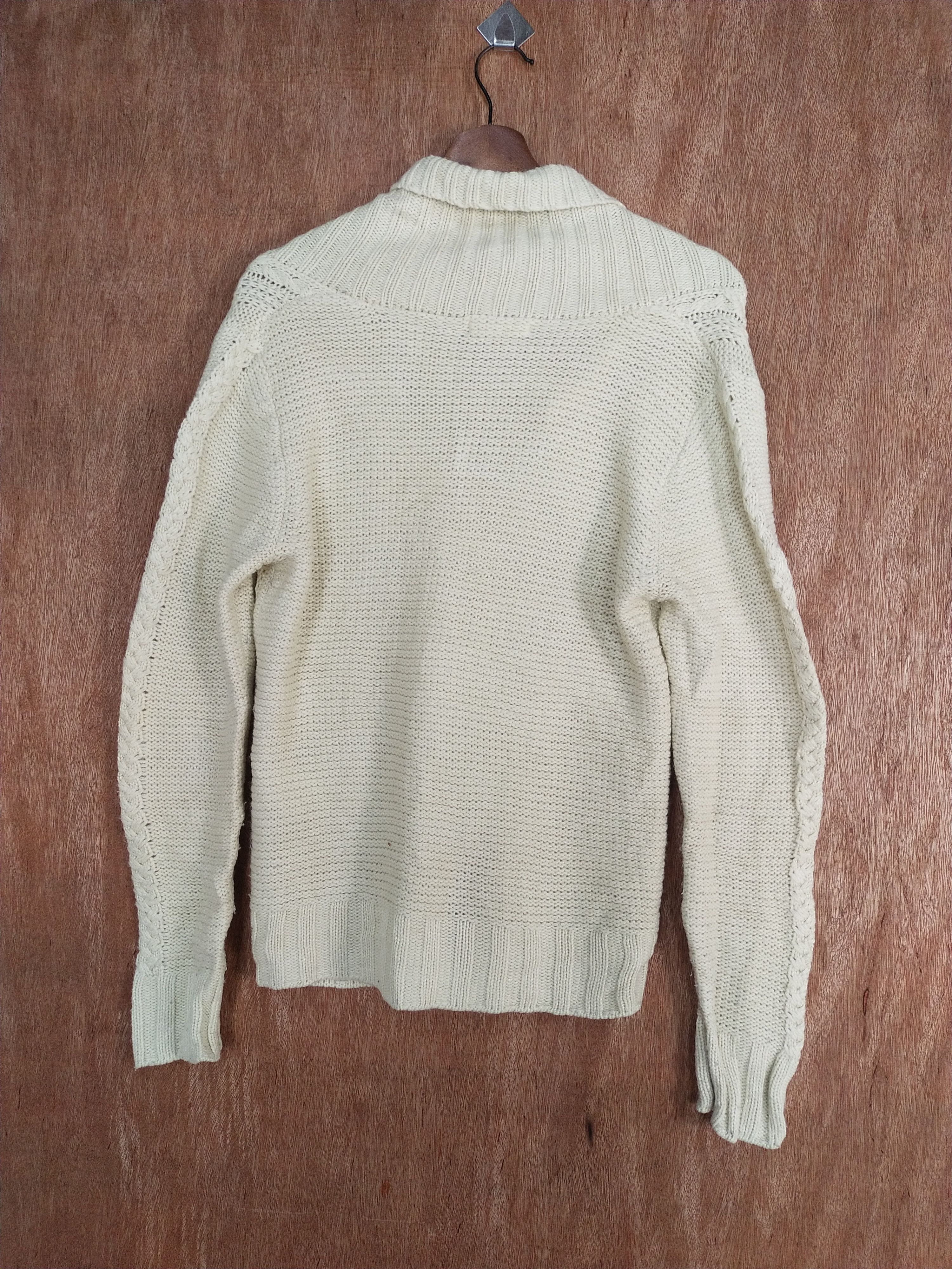 Homespun Knitwear Sevendays=Sunday cream cardigan cable knitwear #H197 Size US S / EU 44-46 / 1 - 9 Thumbnail