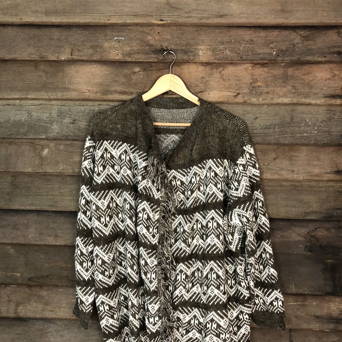 Vintage Japan art cardigan Brown Knitwear #H254 Size US M / EU 48-50 / 2 - 2 Thumbnail