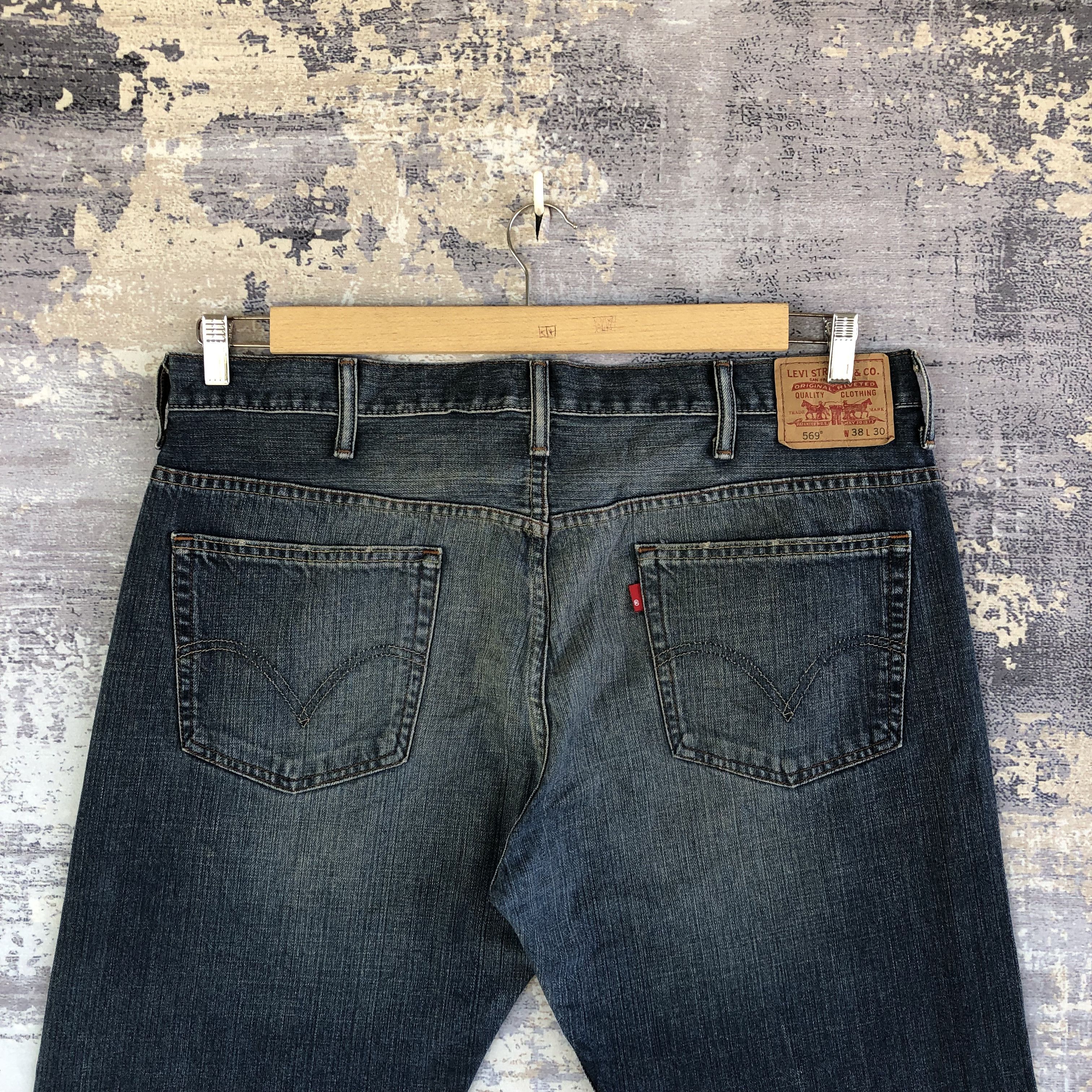Jean Vintage Levis Baggy Jeans Dark Blue Levi's 569 Denim Pants Size US 40 / EU 56 - 5 Thumbnail