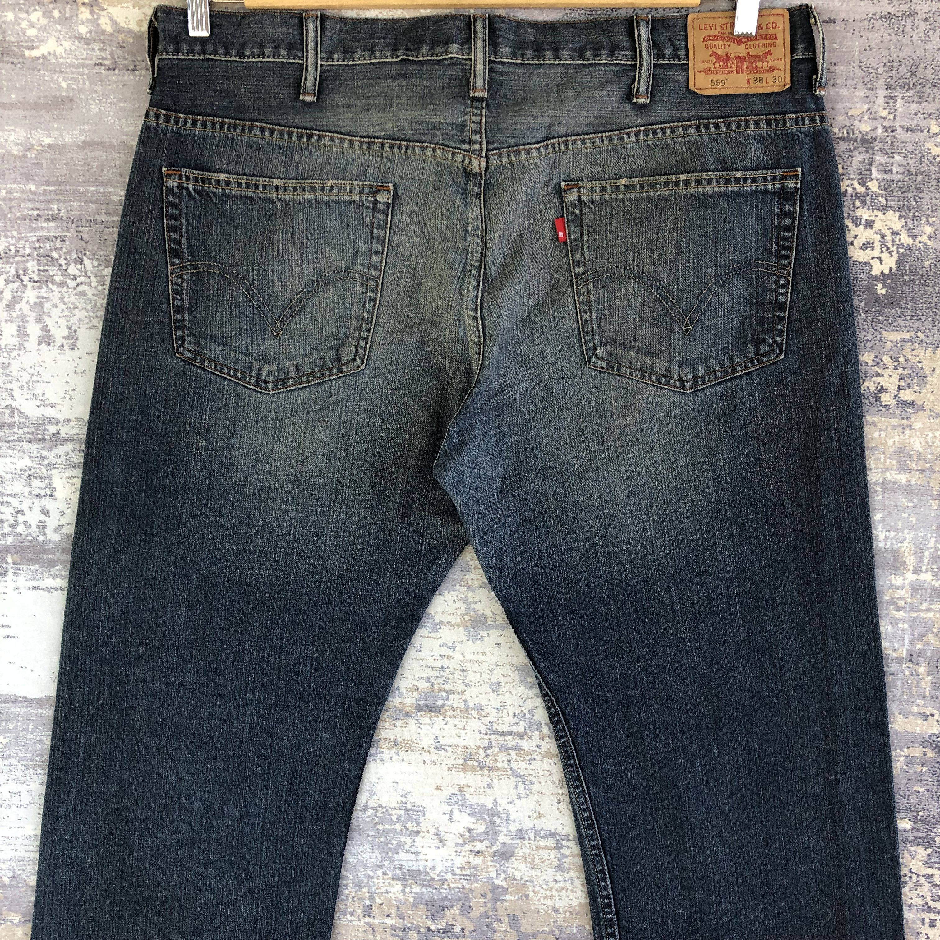 Jean Vintage Levis Baggy Jeans Dark Blue Levi's 569 Denim Pants Size US 40 / EU 56 - 6 Thumbnail