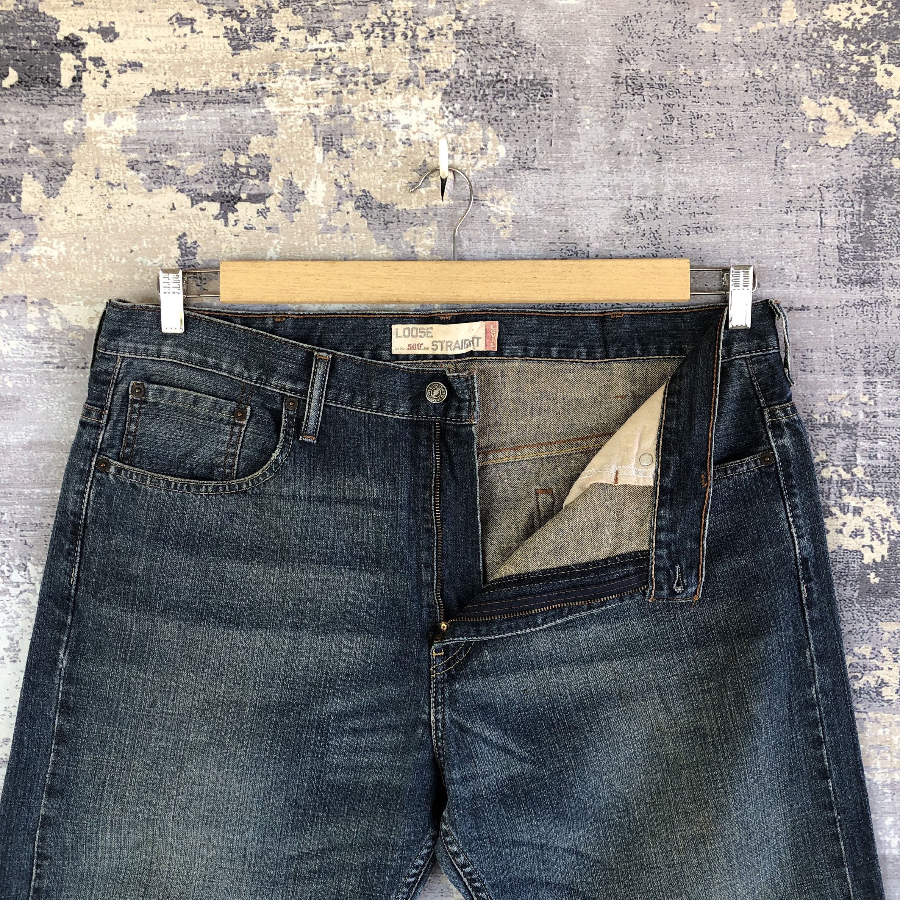 Jean Vintage Levis Baggy Jeans Dark Blue Levi's 569 Denim Pants Size US 40 / EU 56 - 8 Thumbnail