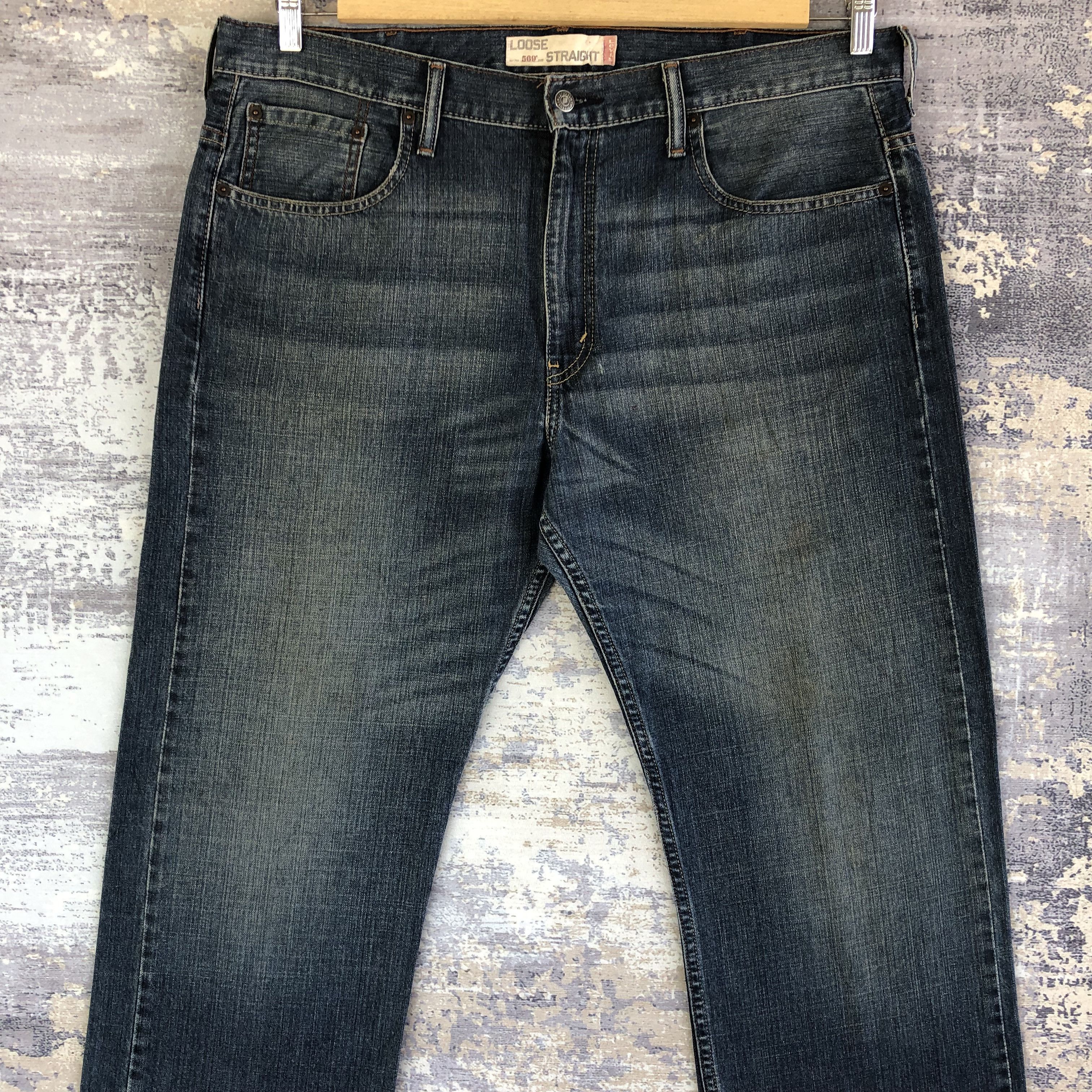 Jean Vintage Levis Baggy Jeans Dark Blue Levi's 569 Denim Pants Size US 40 / EU 56 - 4 Thumbnail