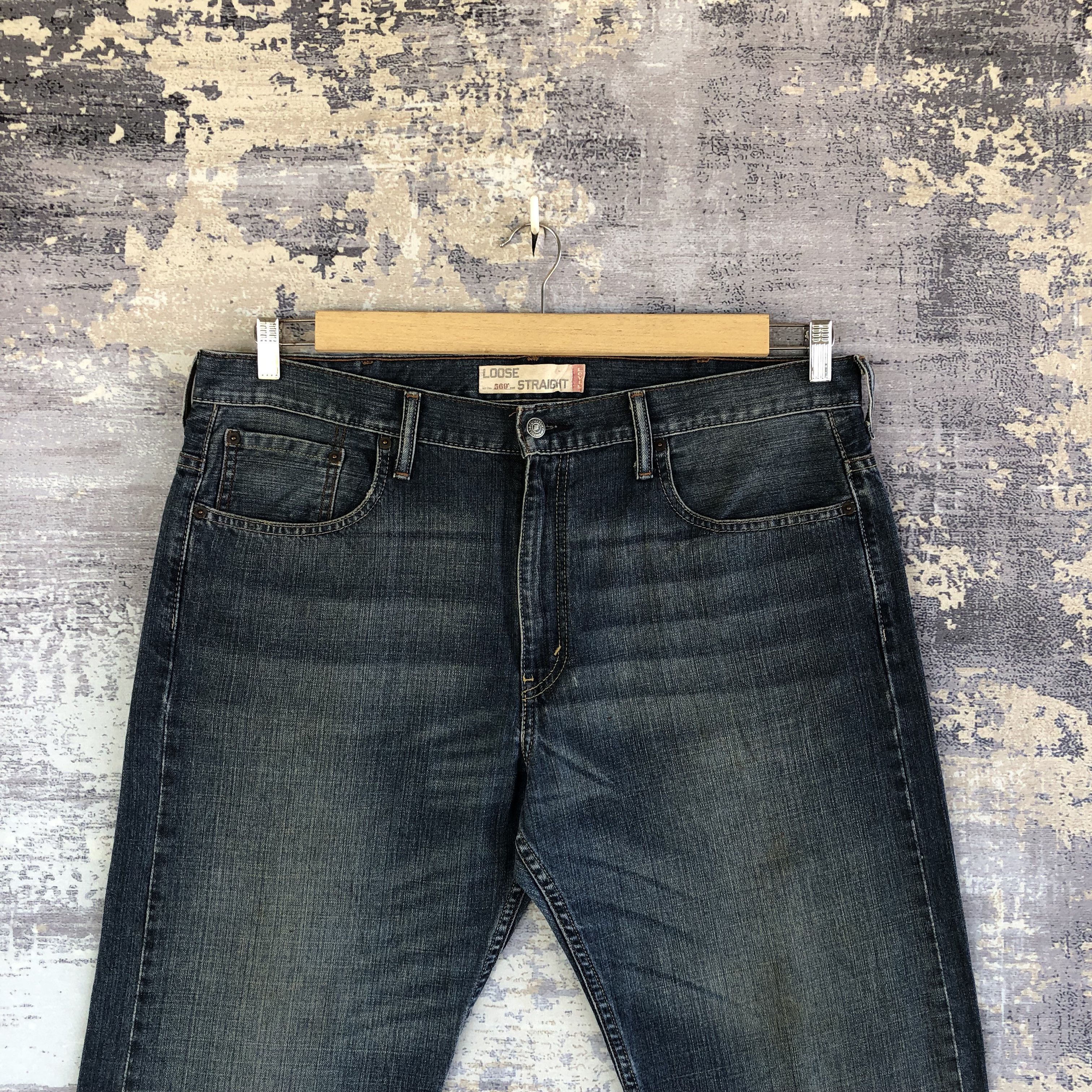 Jean Vintage Levis Baggy Jeans Dark Blue Levi's 569 Denim Pants Size US 40 / EU 56 - 3 Thumbnail