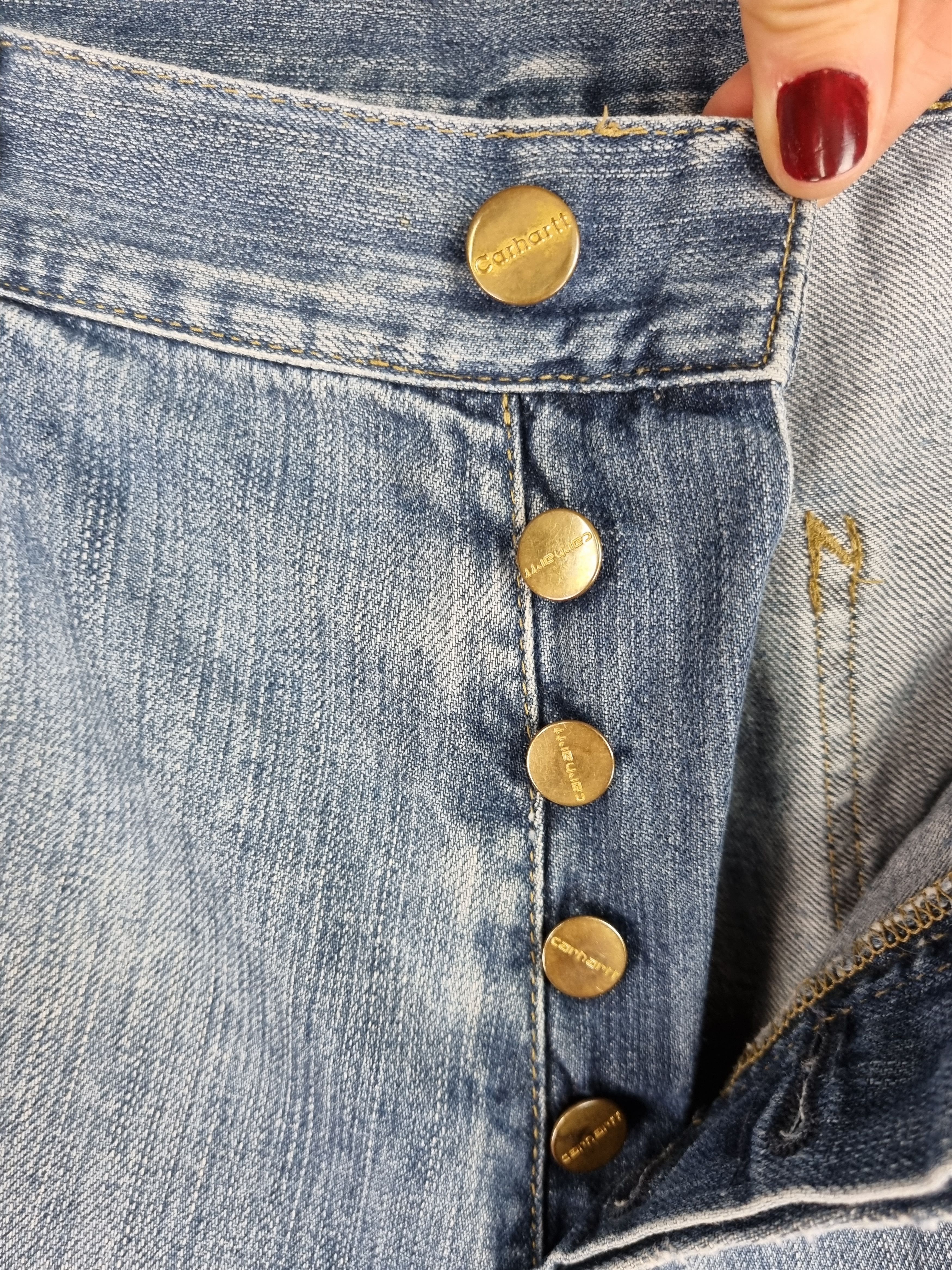 Vintage Carhartt Carpenter Denim Dirty Shorts Size US 32 / EU 48 - 6 Thumbnail
