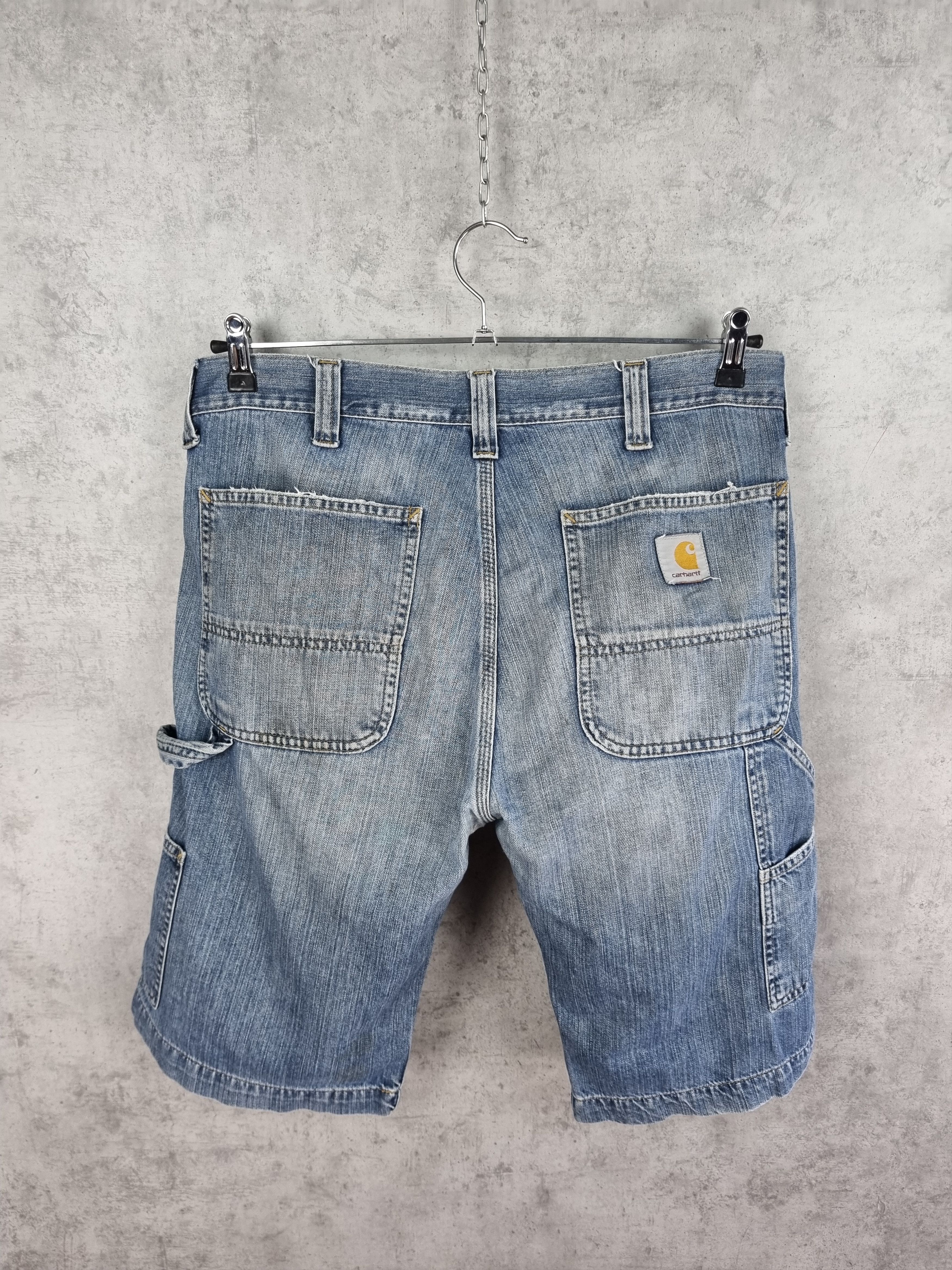 Vintage Carhartt Carpenter Denim Dirty Shorts Size US 32 / EU 48 - 2 Thumbnail