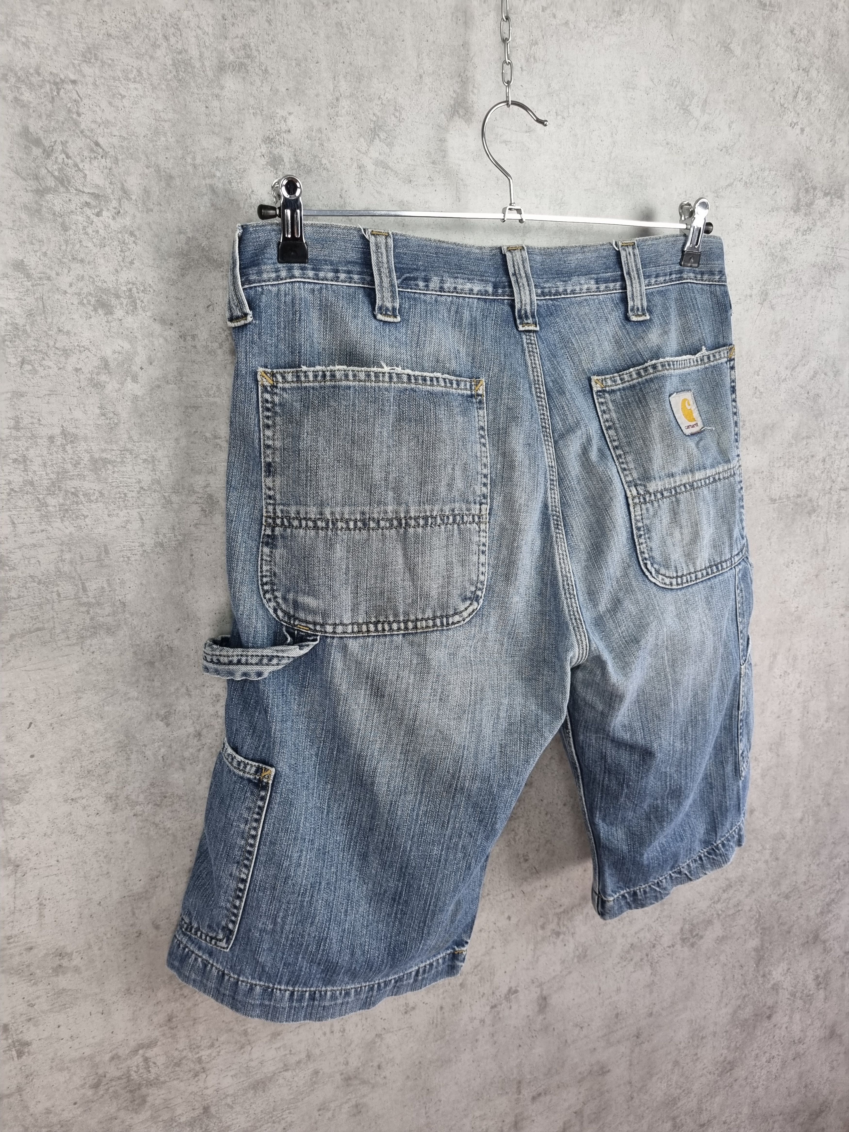 Vintage Carhartt Carpenter Denim Dirty Shorts Size US 32 / EU 48 - 7 Thumbnail