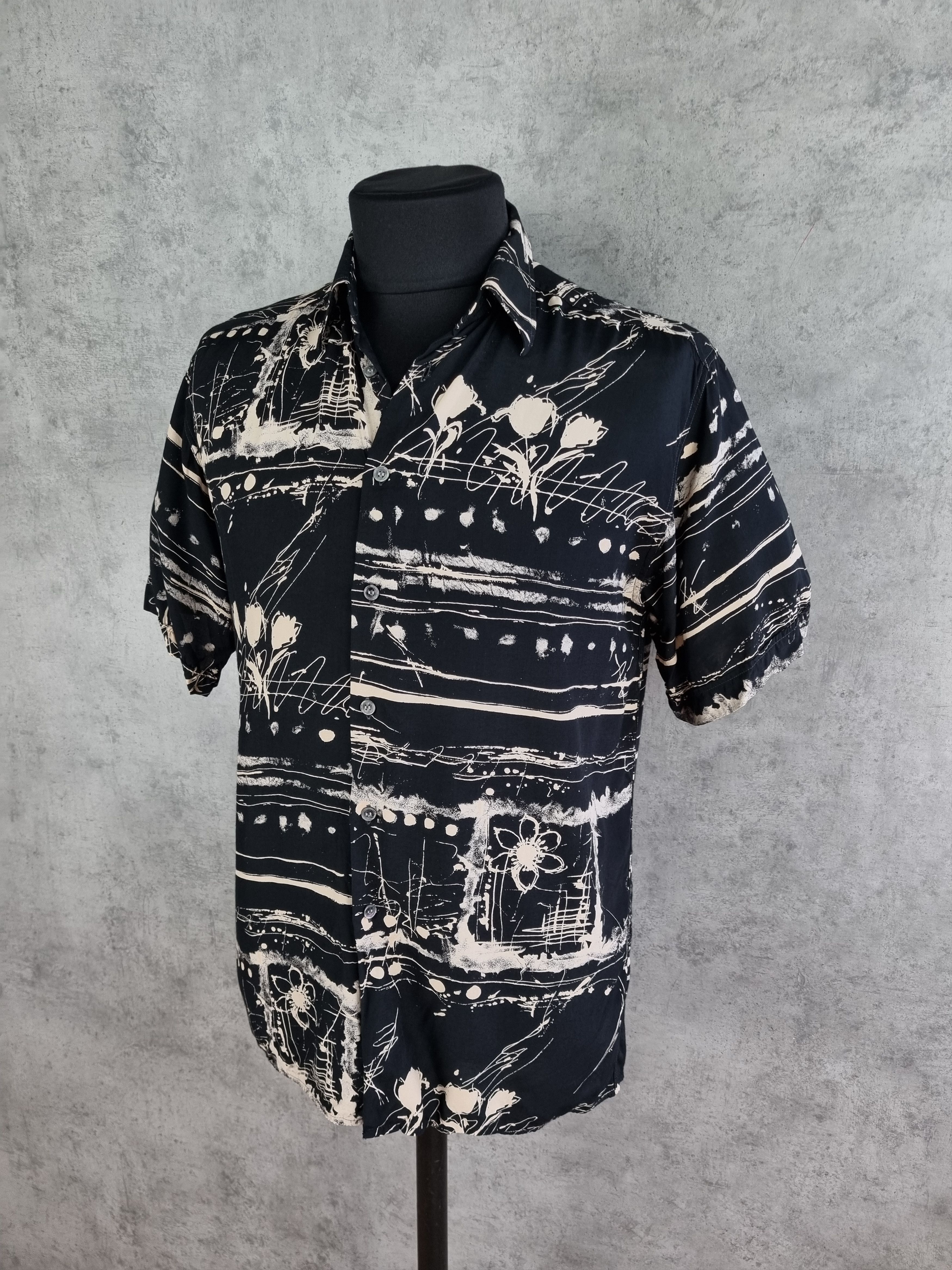 Pierre Cardin × Vintage 90s Viscose Pierre Cardin Chemises Abstract Rare Shirt Size US L / EU 52-54 / 3 - 4 Thumbnail