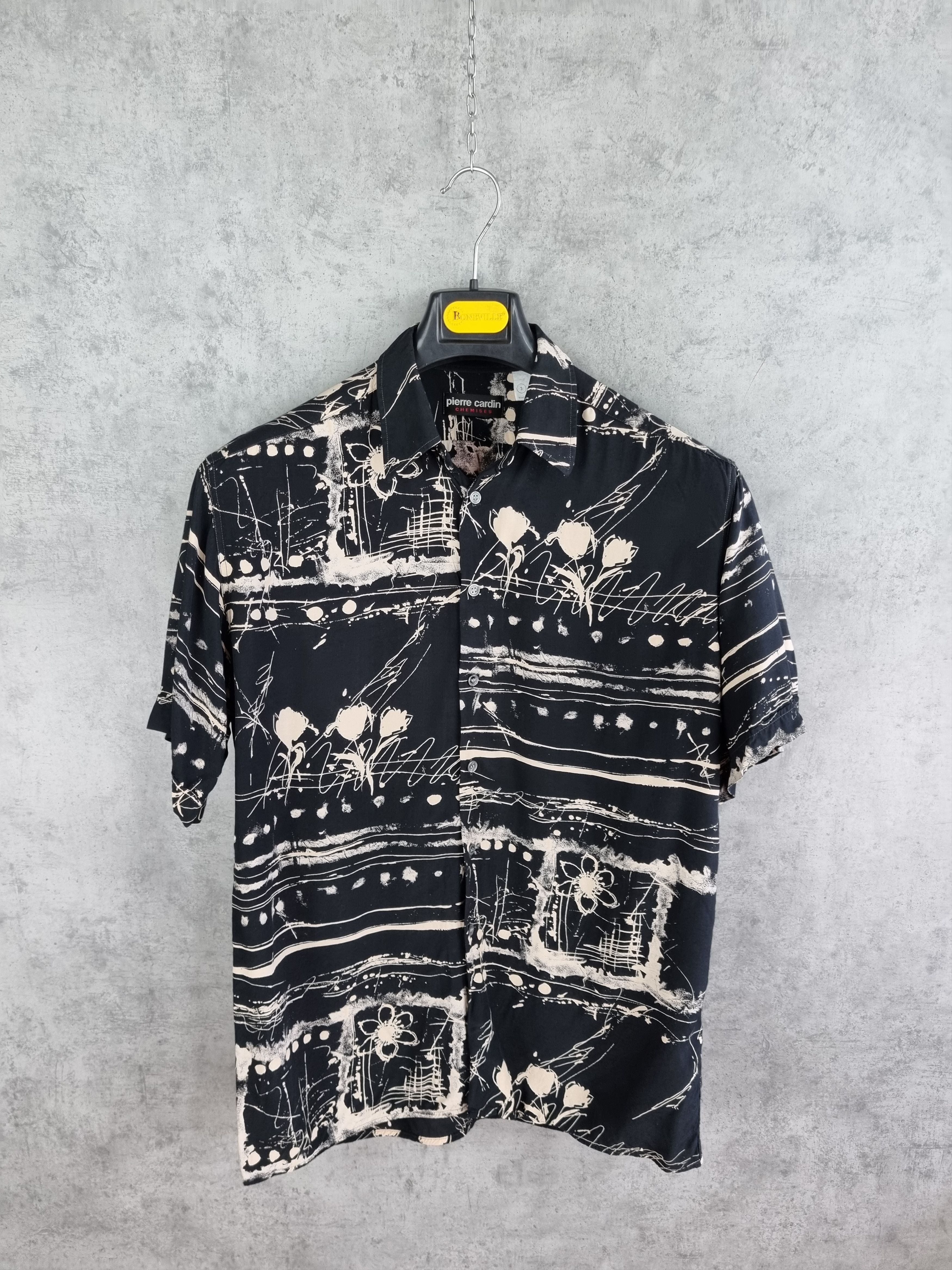 Pierre Cardin × Vintage 90s Viscose Pierre Cardin Chemises Abstract Rare Shirt Size US L / EU 52-54 / 3 - 2 Thumbnail