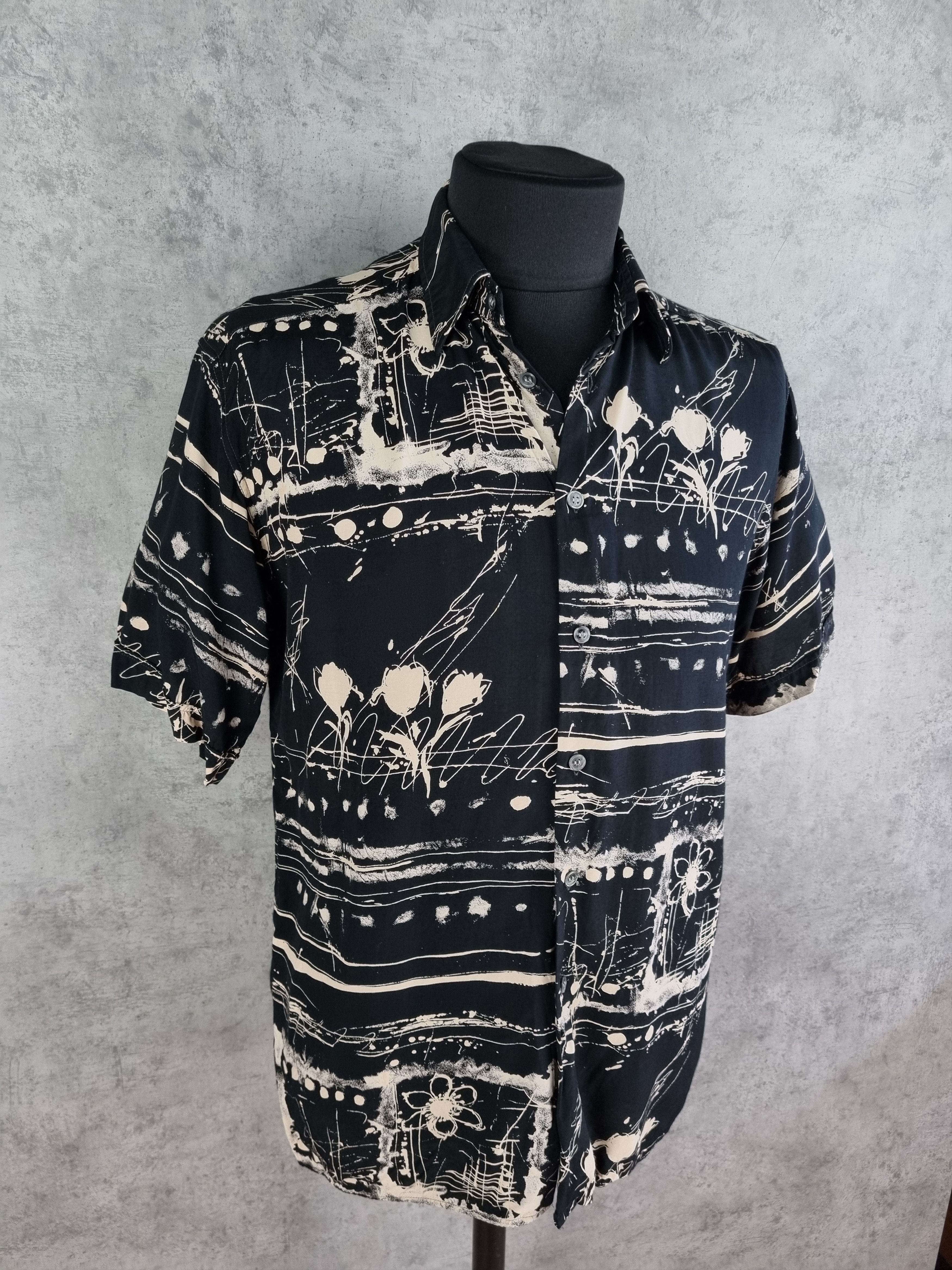 Pierre Cardin × Vintage 90s Viscose Pierre Cardin Chemises Abstract Rare Shirt Size US L / EU 52-54 / 3 - 15 Thumbnail