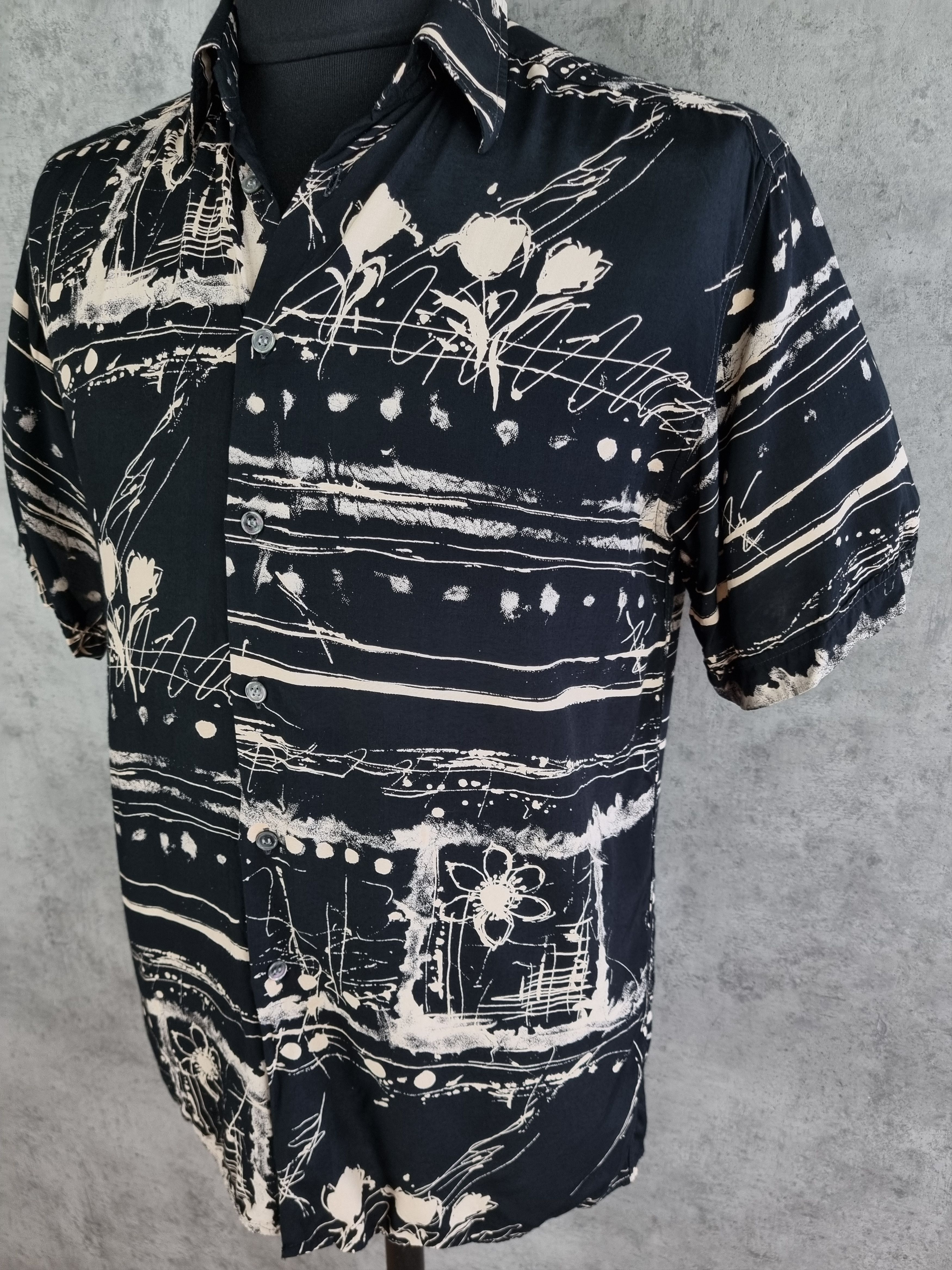 Pierre Cardin × Vintage 90s Viscose Pierre Cardin Chemises Abstract Rare Shirt Size US L / EU 52-54 / 3 - 7 Thumbnail