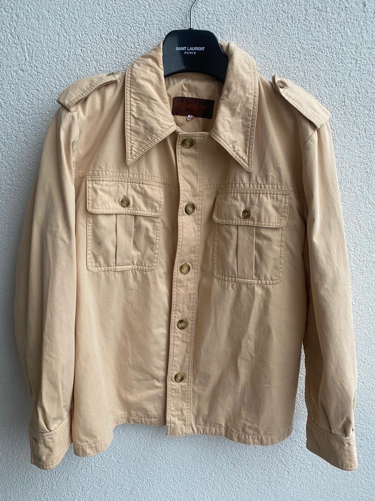 Yves Saint Laurent Vintage 80’s YSL Jacket Cotton Beige Paris Jacket Size US S / EU 44-46 / 1 - 1 Thumbnail