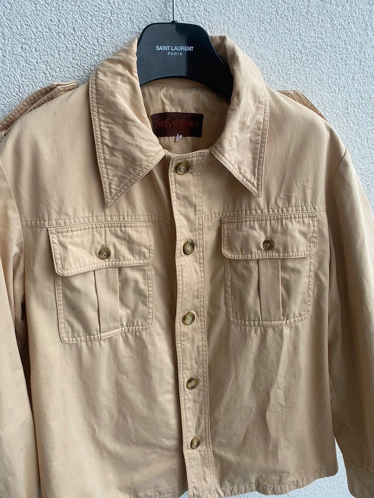 Yves Saint Laurent Vintage 80’s YSL Jacket Cotton Beige Paris Jacket Size US S / EU 44-46 / 1 - 7 Thumbnail