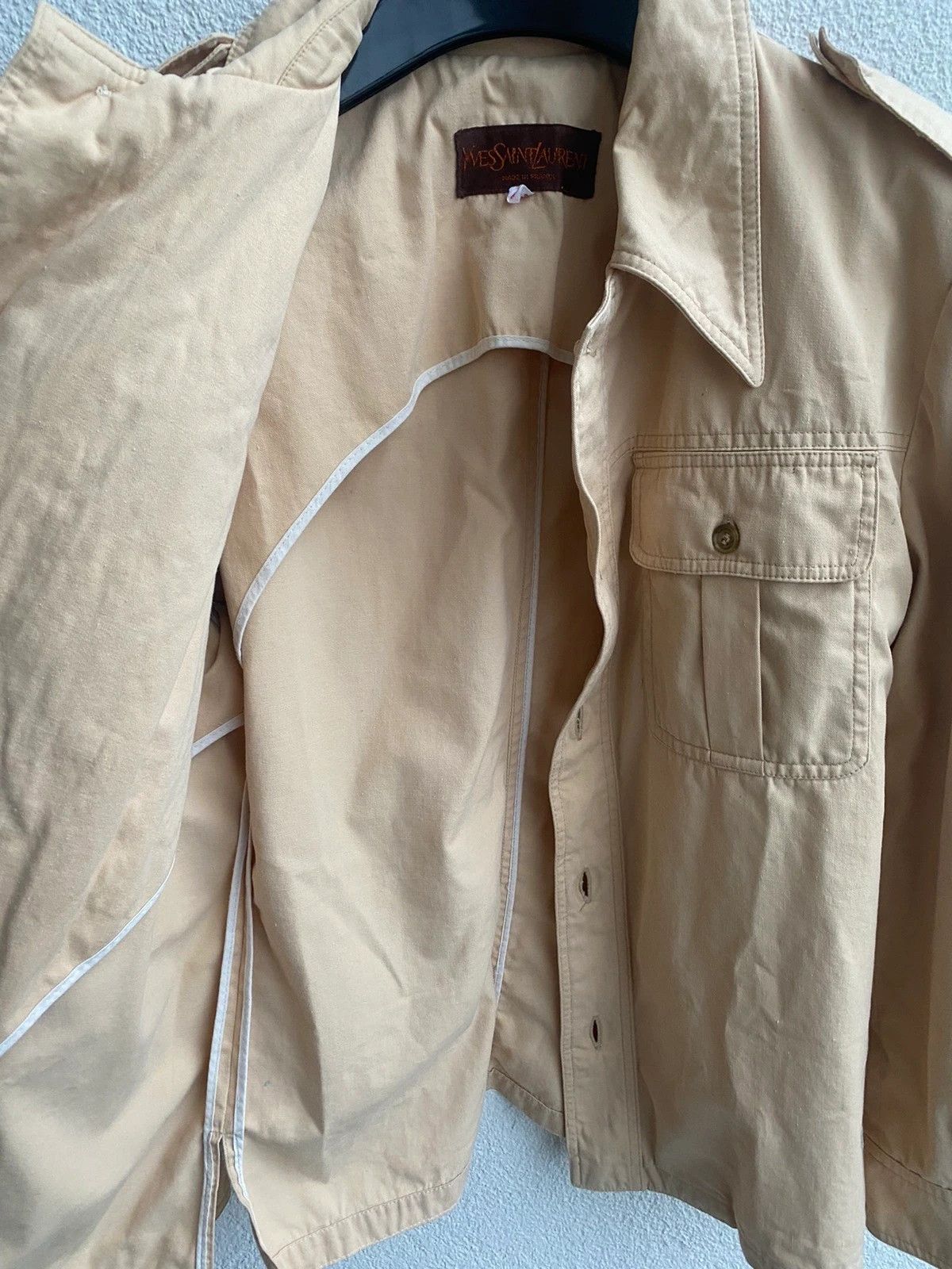 Yves Saint Laurent Vintage 80’s YSL Jacket Cotton Beige Paris Jacket Size US S / EU 44-46 / 1 - 14 Thumbnail