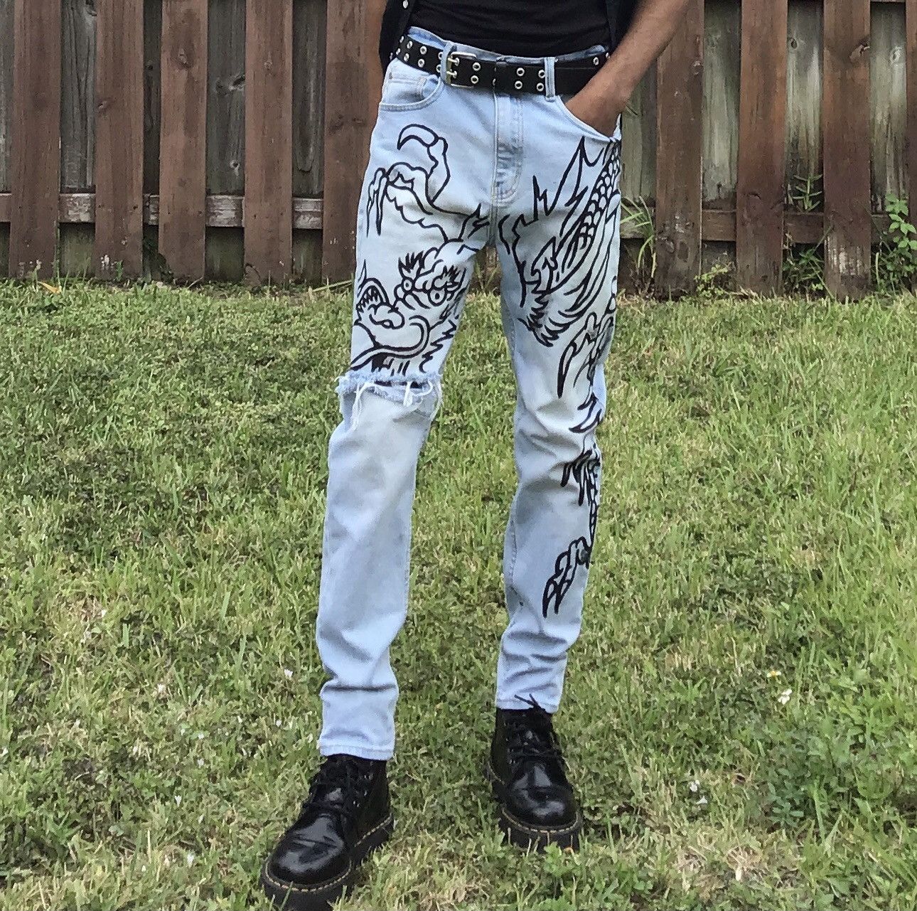 Japanese Brand Painted dragon jeans Size US 32 / EU 48 - 2 Thumbnail