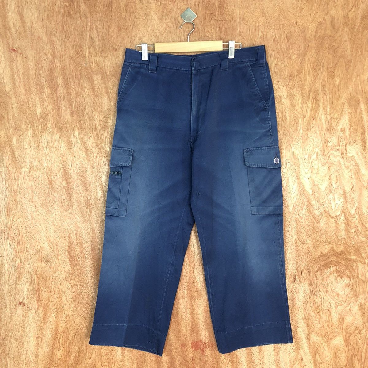 Image of Vintage Distressed Workers Cargo Pants - Japan in Blue, Men's (Size 31)