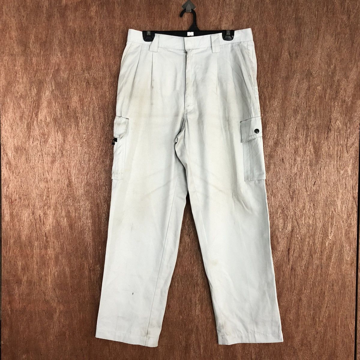 image of Vintage x Workers Distressed Worker Cargo Multiple Pocket By Japan Design in Light Grey (Size 30)