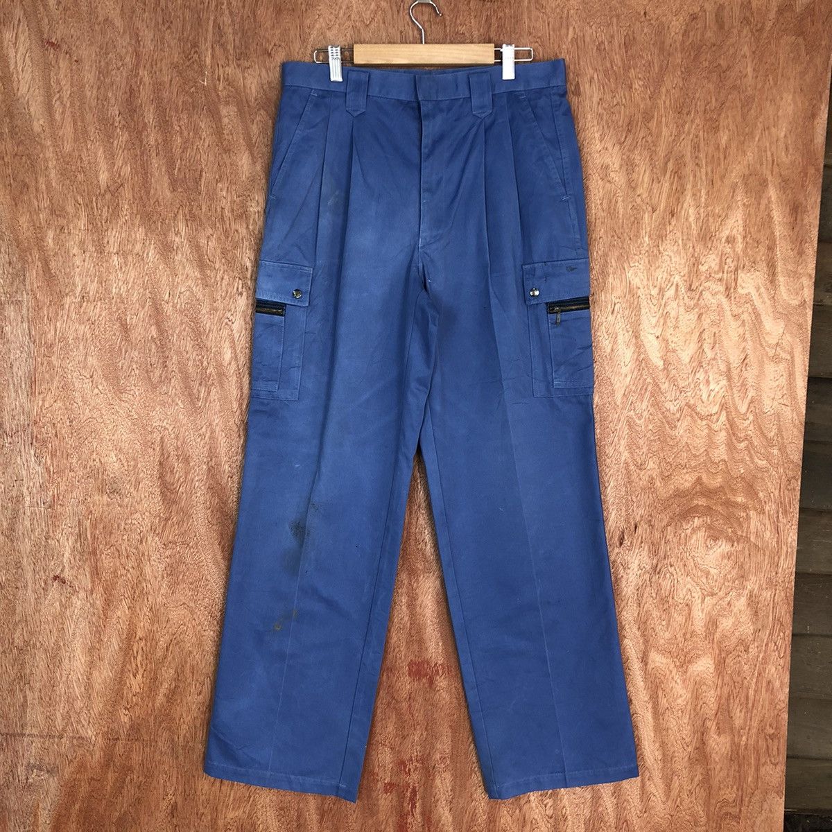 Image of Workers Vintage Distressed Cargopants Multiple Pocket By Co-Cos in Blue, Men's (Size 30)