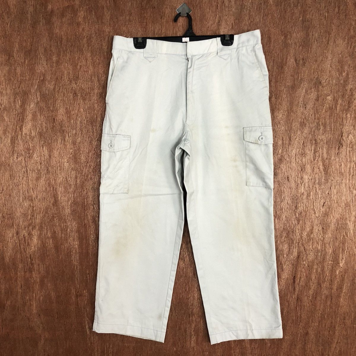 image of Vintage Distressed Worker Cargo Pant Multiple Pocket in Light Grey, Men's (Size 34)
