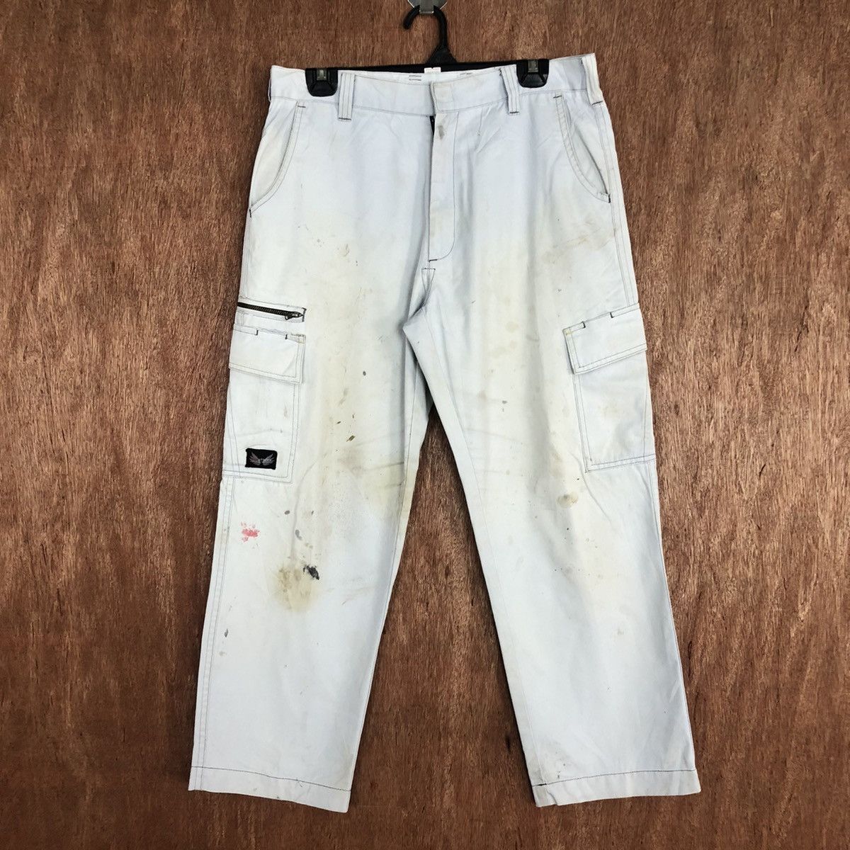 image of Vintage Distressed Workers Cargo Pants By Red Arrows in White, Men's (Size 30)