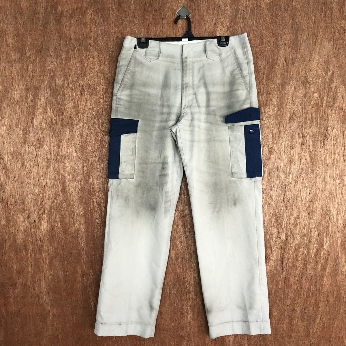 Image of Vintage Distressed Cargopants Multiple Pocket By Toyo Sakura in Light Grey, Men's (Size 30)