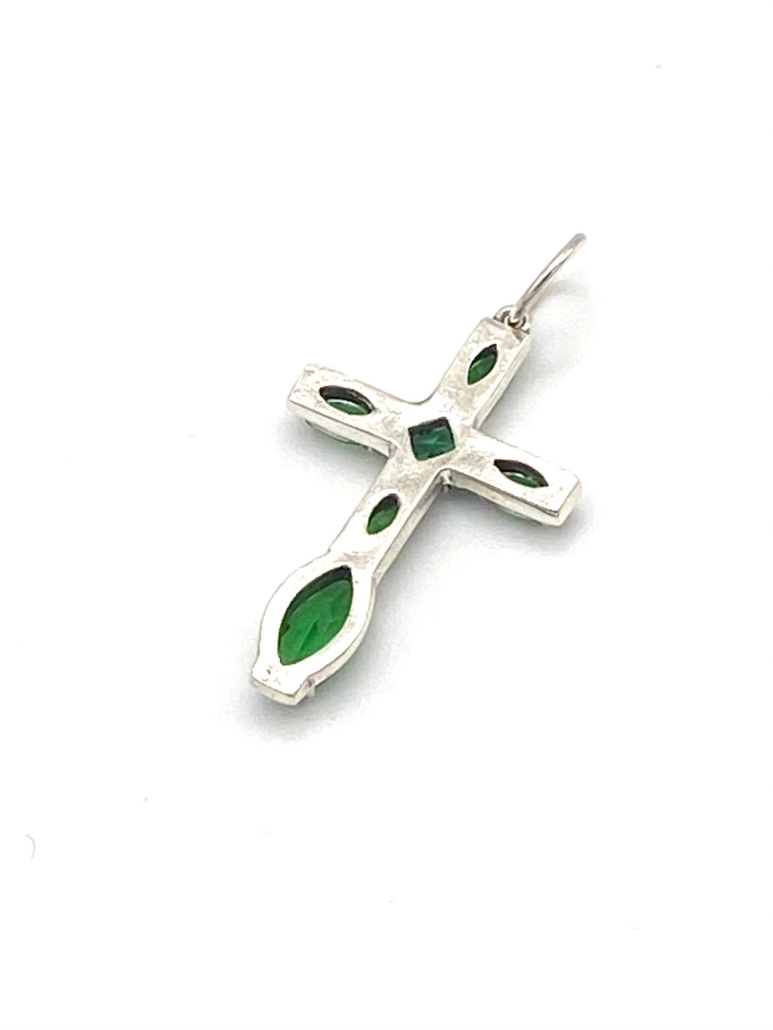 Jewelry Cross 925 Sterling Silver Emerald Crystal Size ONE SIZE - 5 Thumbnail