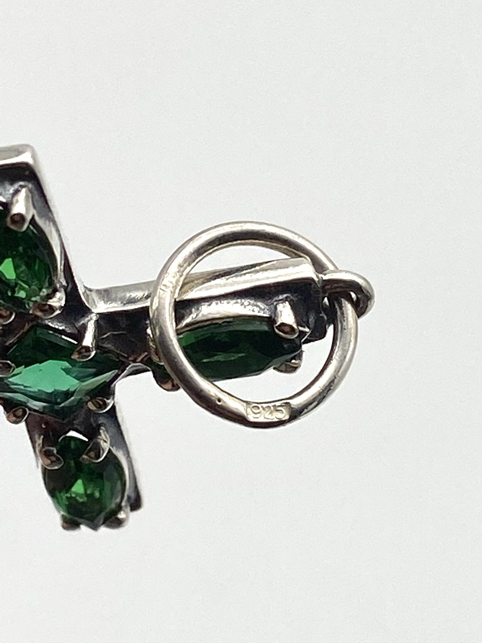 Jewelry Cross 925 Sterling Silver Emerald Crystal Size ONE SIZE - 4 Thumbnail