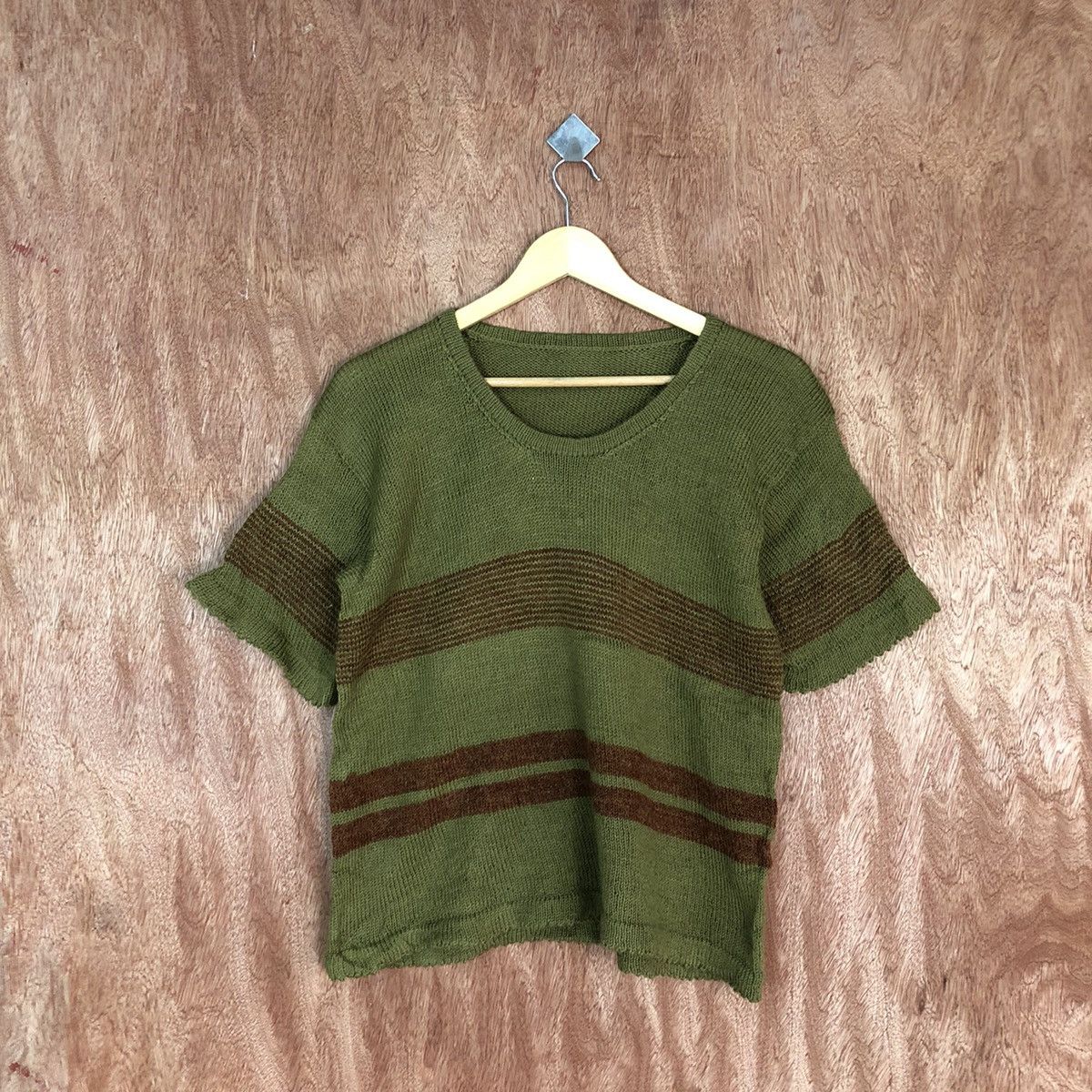 image of Art x Homespun Knitwear Vintage Sleeveless Knit Shirt By Japan Design in Green, Men's (Size Small)