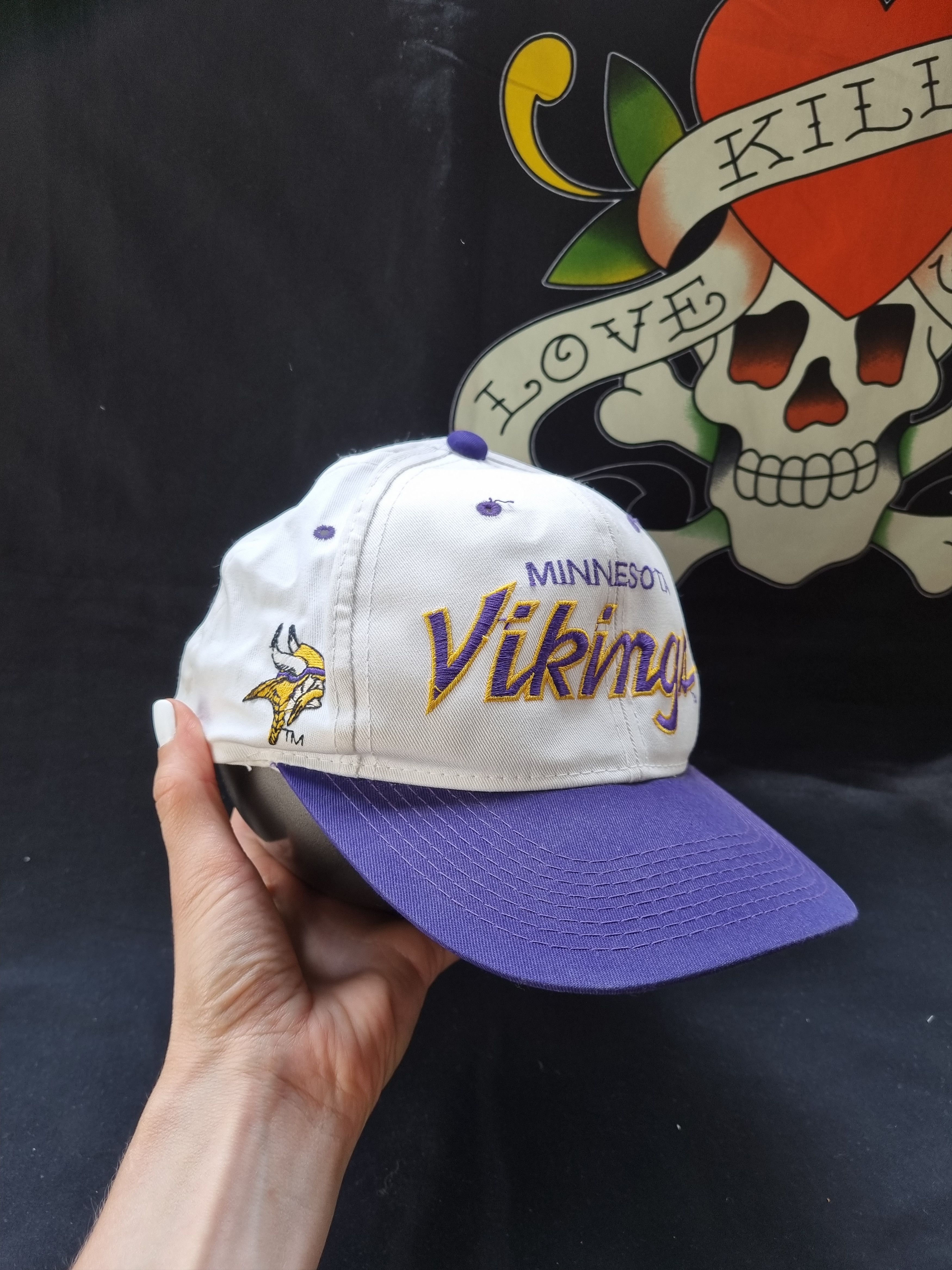 NFL × Sports Specialties × Vintage 90s Sport Specialties Embroidered NFL VIKINGS MINNESOTACap Size ONE SIZE - 5 Thumbnail
