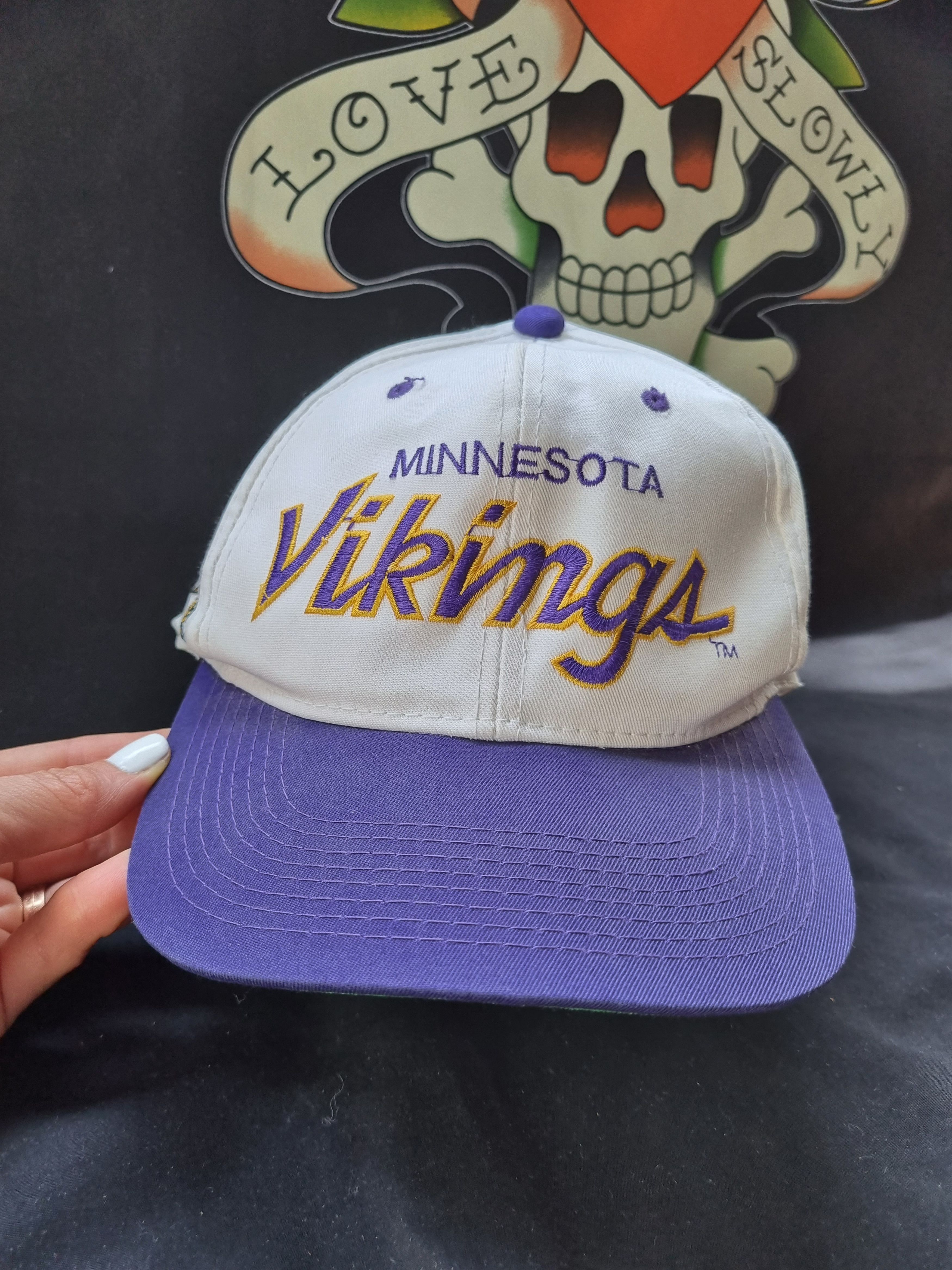 NFL × Sports Specialties × Vintage 90s Sport Specialties Embroidered NFL VIKINGS MINNESOTACap Size ONE SIZE - 10 Thumbnail