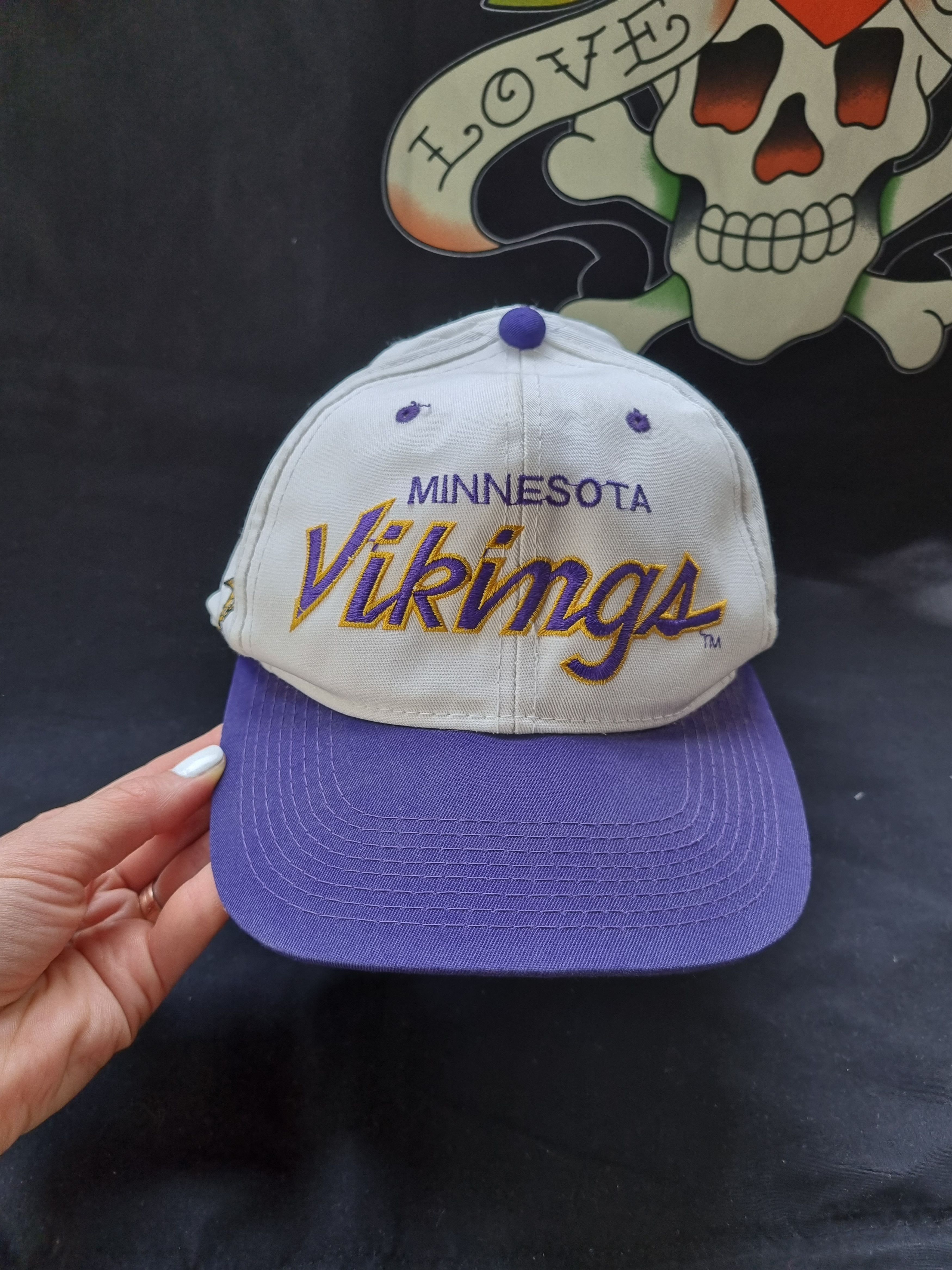 NFL × Sports Specialties × Vintage 90s Sport Specialties Embroidered NFL VIKINGS MINNESOTACap Size ONE SIZE - 1 Thumbnail
