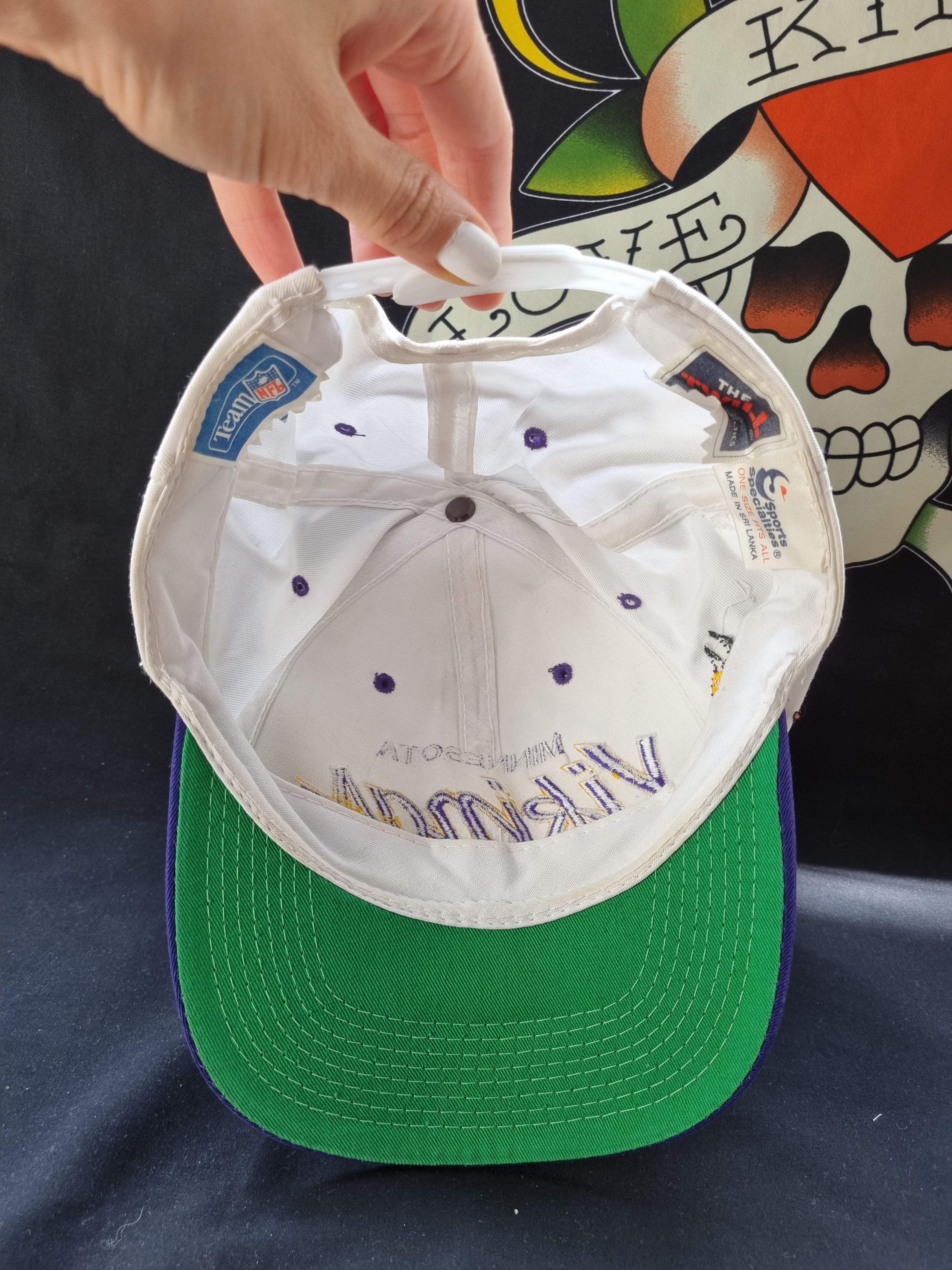 NFL × Sports Specialties × Vintage 90s Sport Specialties Embroidered NFL VIKINGS MINNESOTACap Size ONE SIZE - 2 Thumbnail