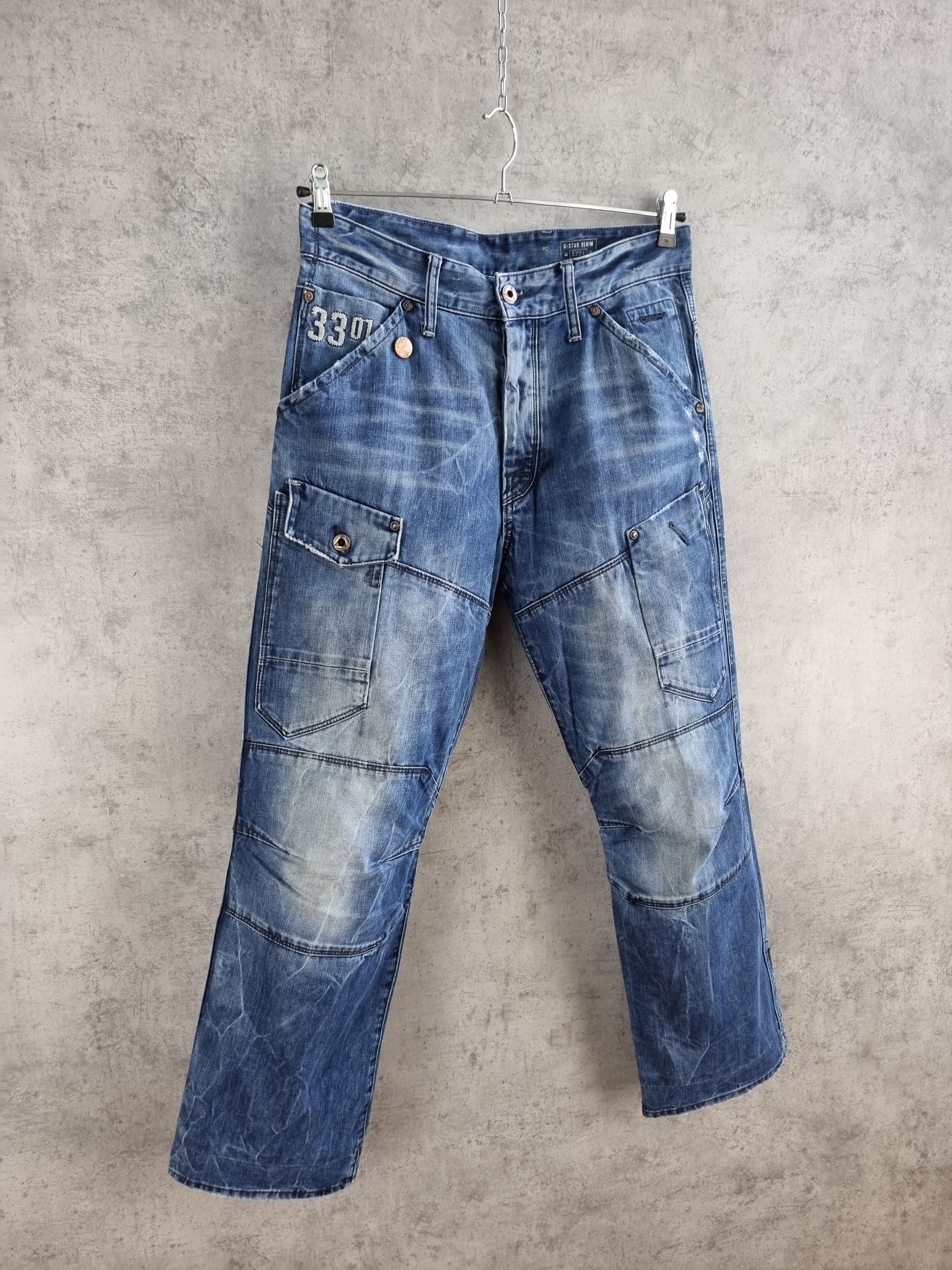 G-Star Gstar General Loose Back Embro Double Knees Biker Jeans Size US 32 / EU 48 - 3 Thumbnail