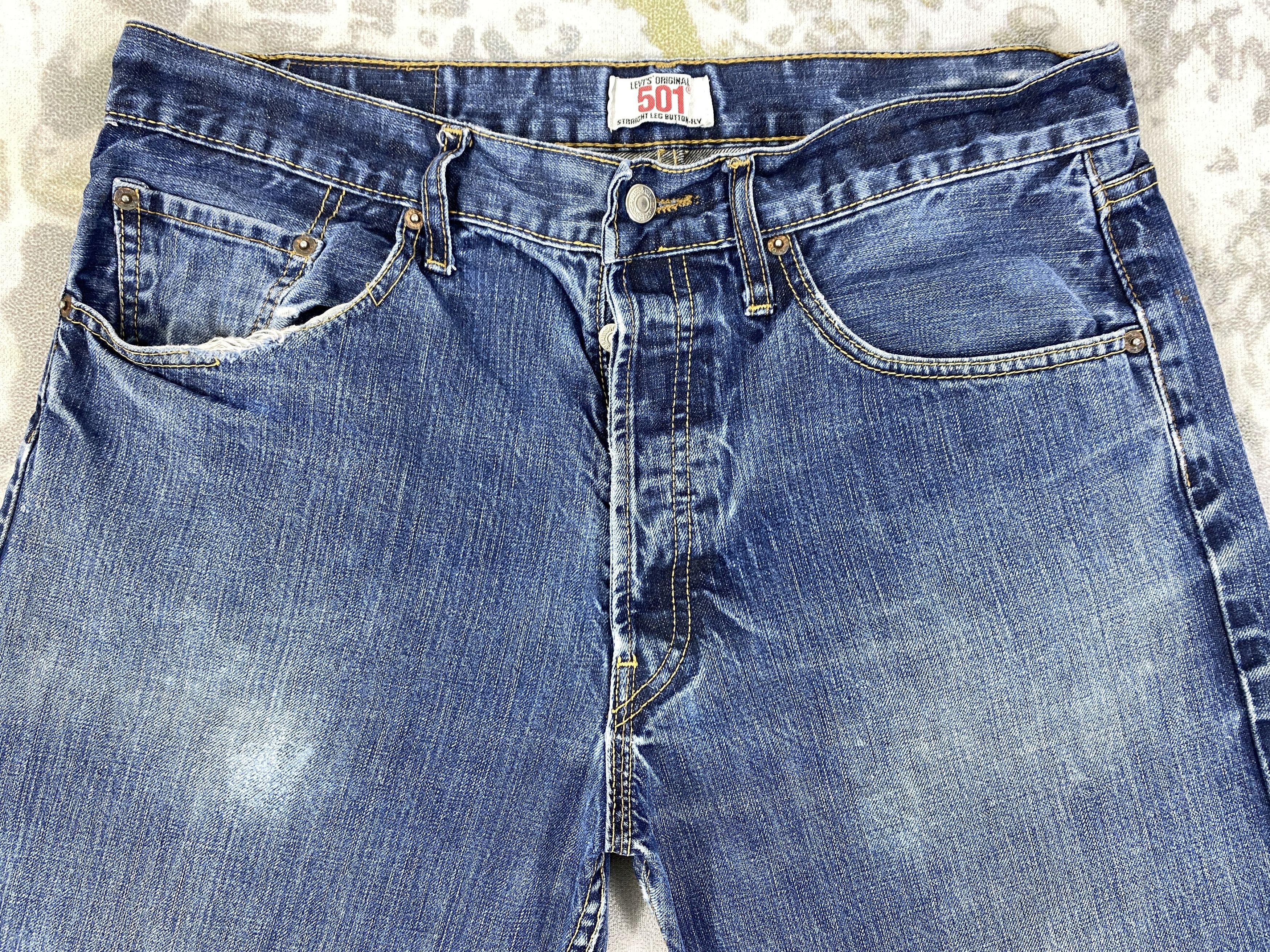 Levi's Wash Blue Vintage Levi's 501 Jeans 35x29.5 Denim - JN1590 Size US 35 - 3 Thumbnail