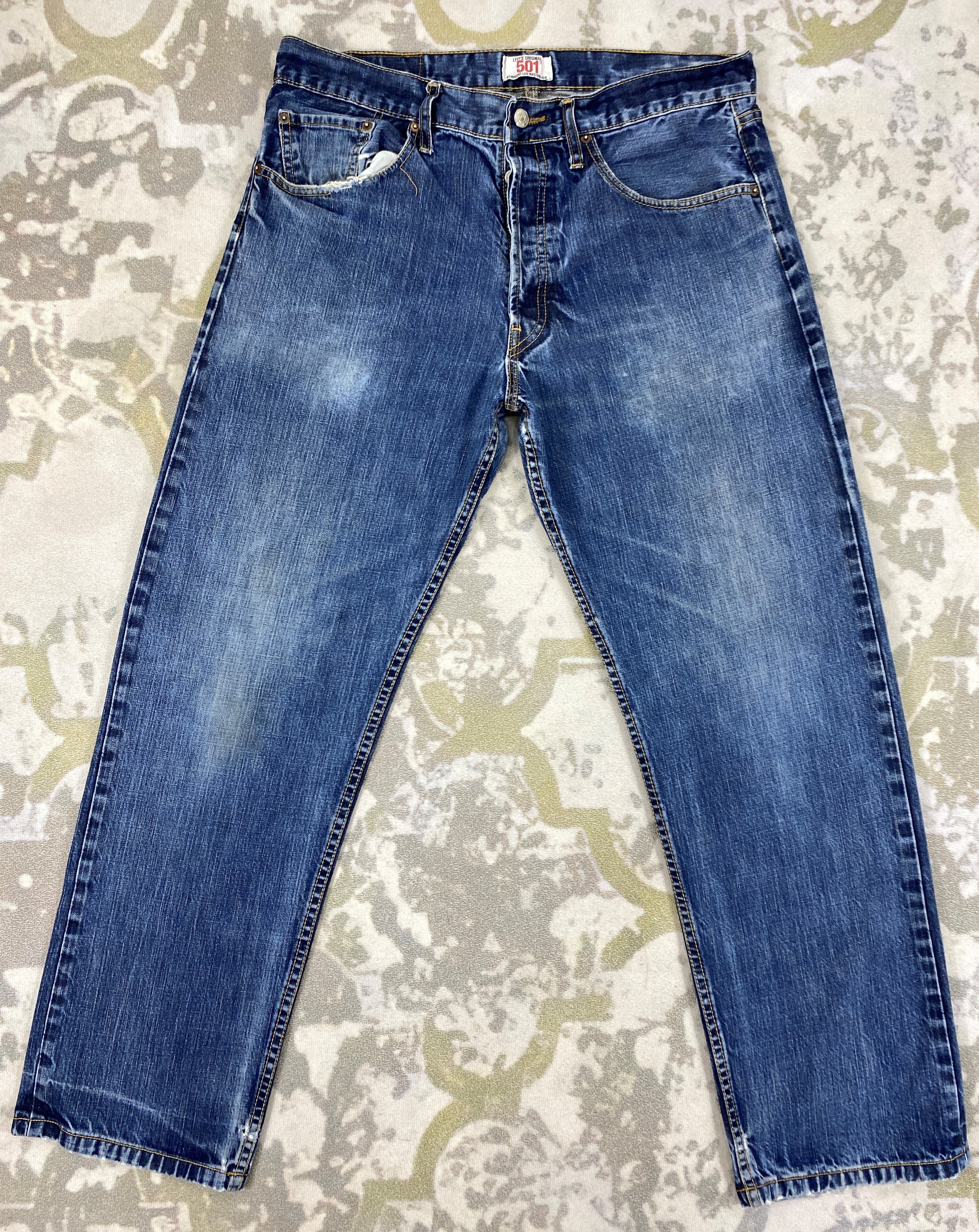 Levi's Wash Blue Vintage Levi's 501 Jeans 35x29.5 Denim - JN1590 Size US 35 - 1 Thumbnail