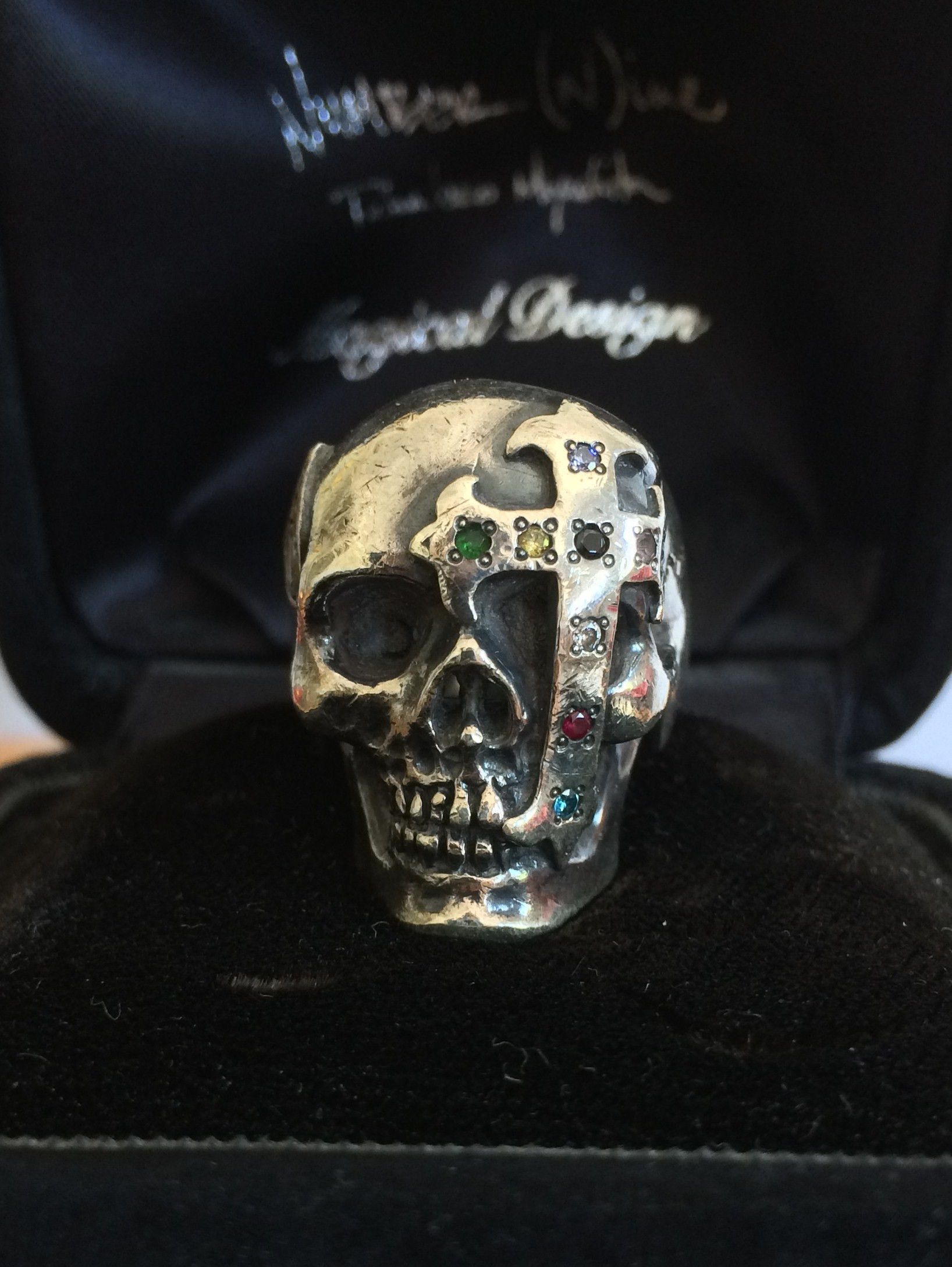 Number (N)ine SS05 "Nightcrawler" Bejeweled Silver Skull Ring w/ box Size ONE SIZE - 2 Thumbnail