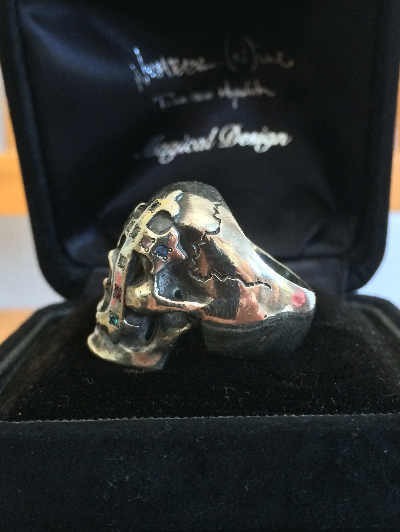 Number (N)ine SS05 "Nightcrawler" Bejeweled Silver Skull Ring w/ box Size ONE SIZE - 3 Thumbnail